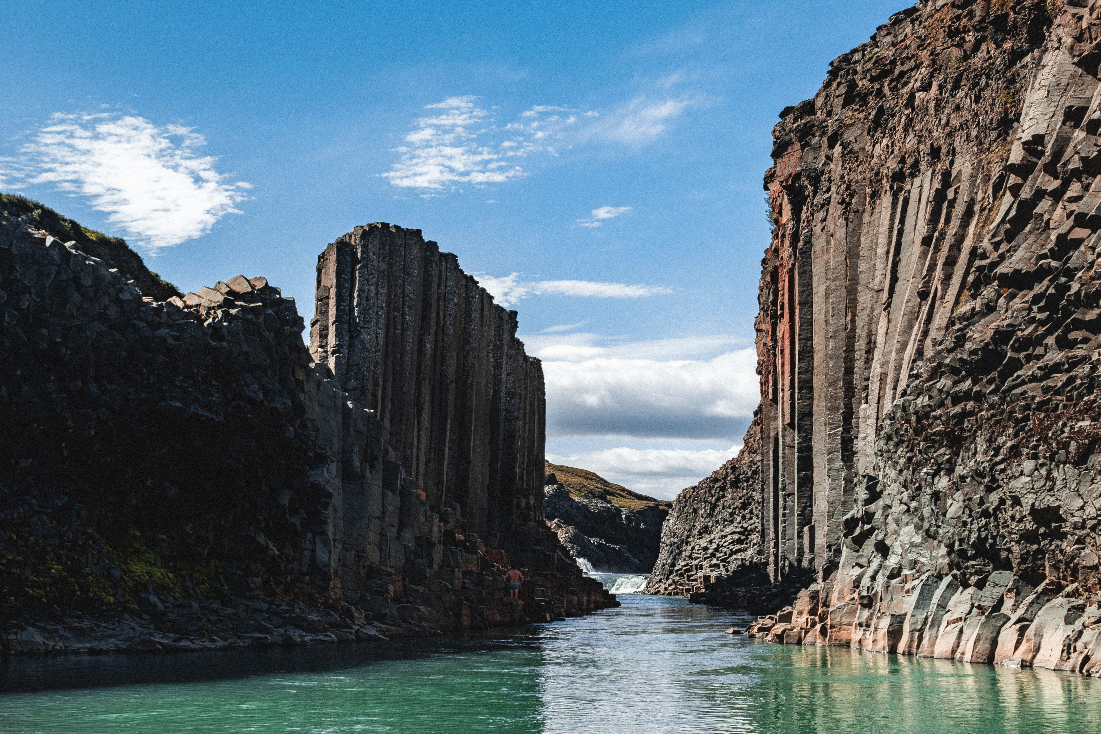 Studlagil canyon with basalt columns