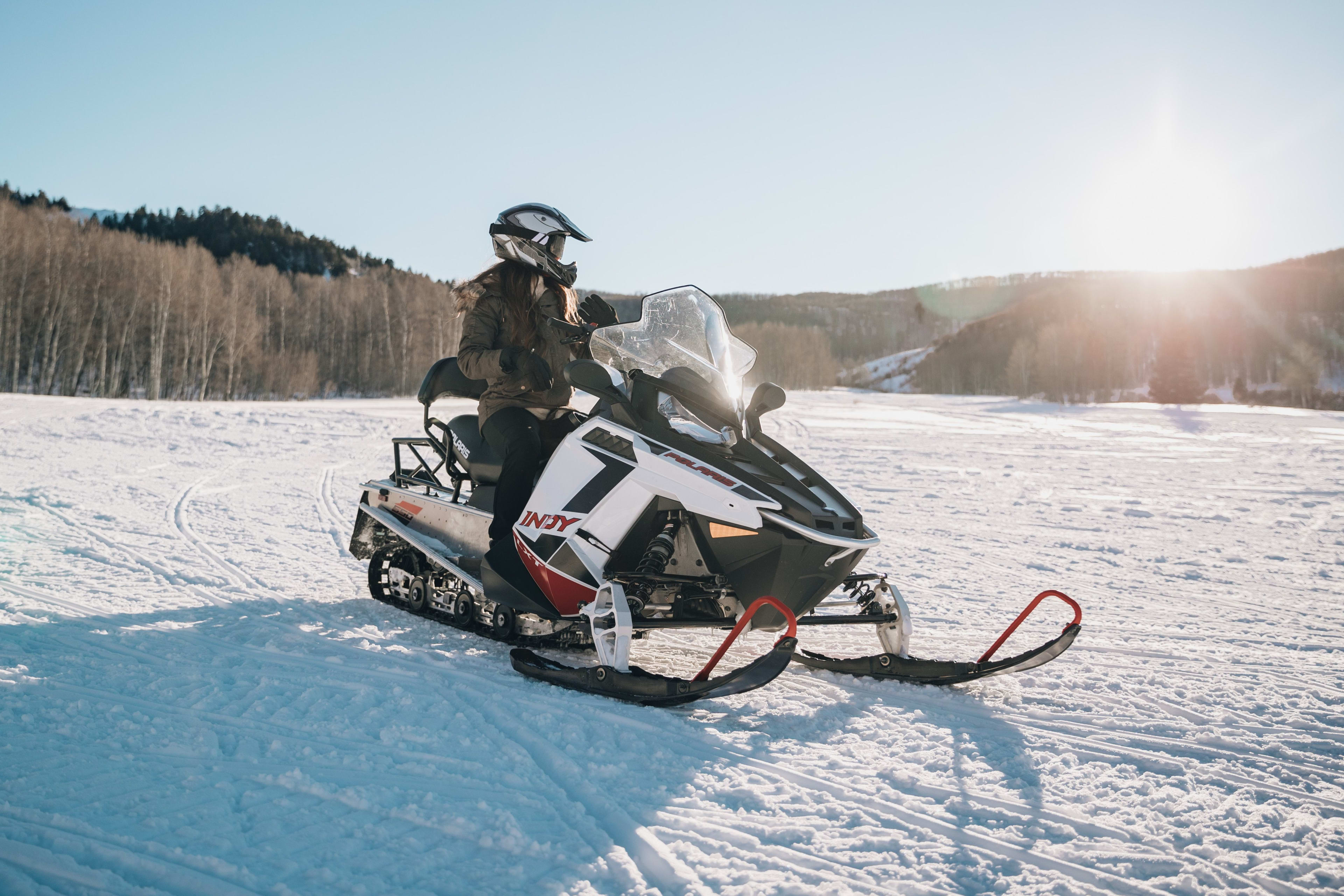 single snowmobiling in iceland
