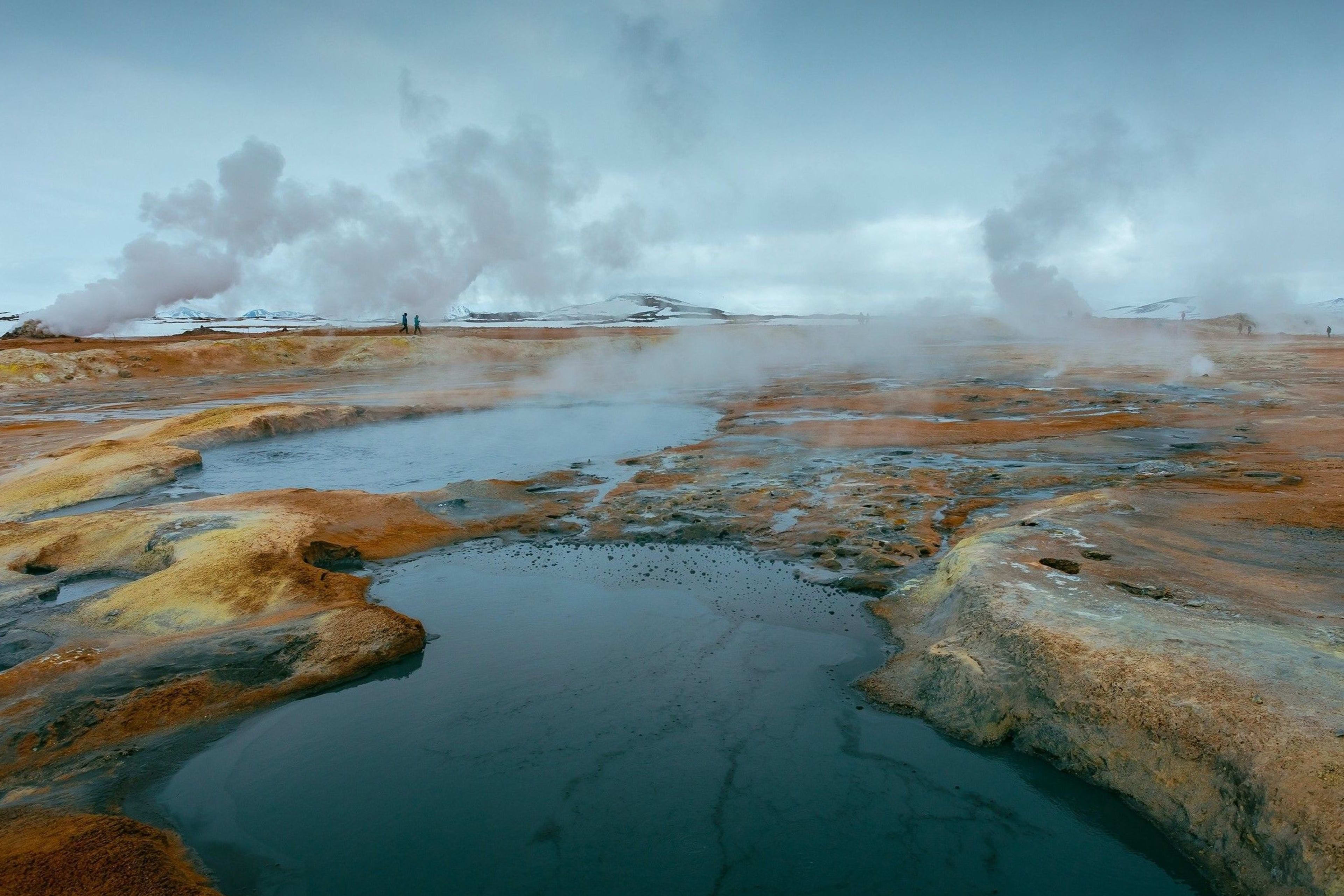 volcanic myvatn geothermal area with steam