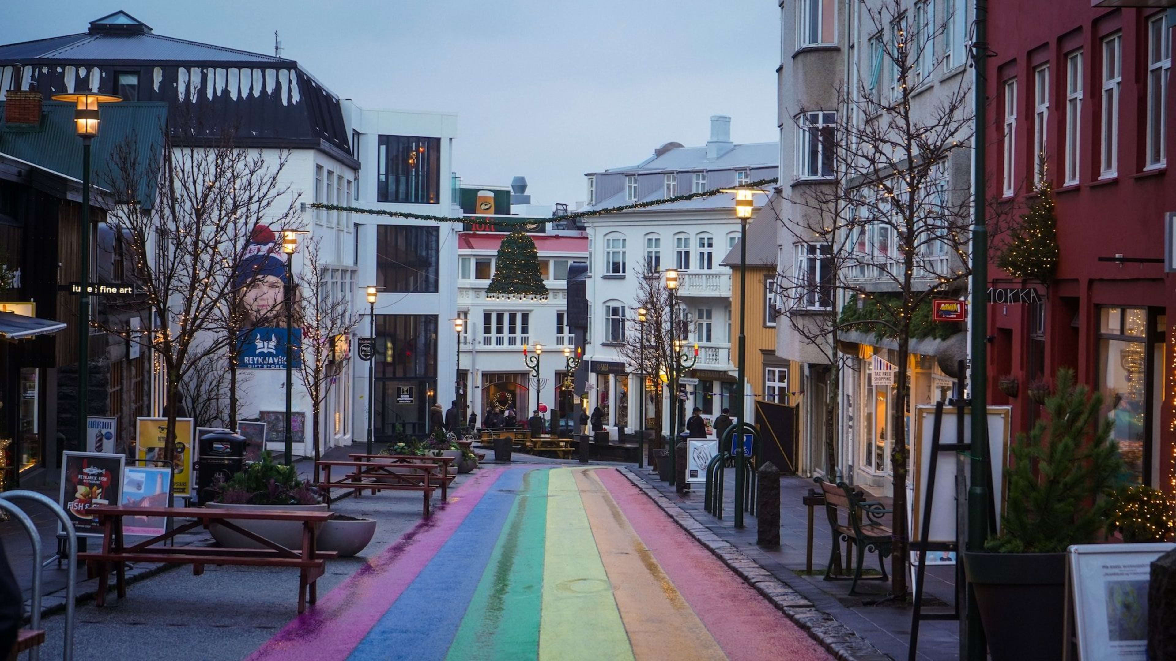 reykjavik city sightseeing with rainbow street