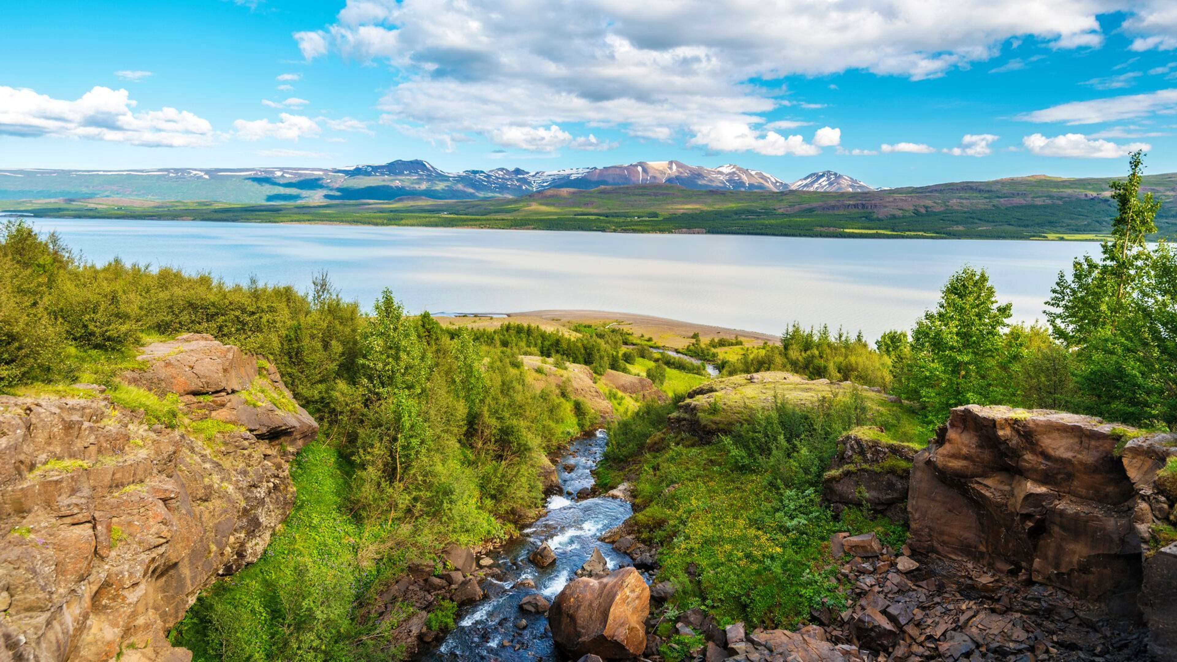 egilsstadir with lake in summer