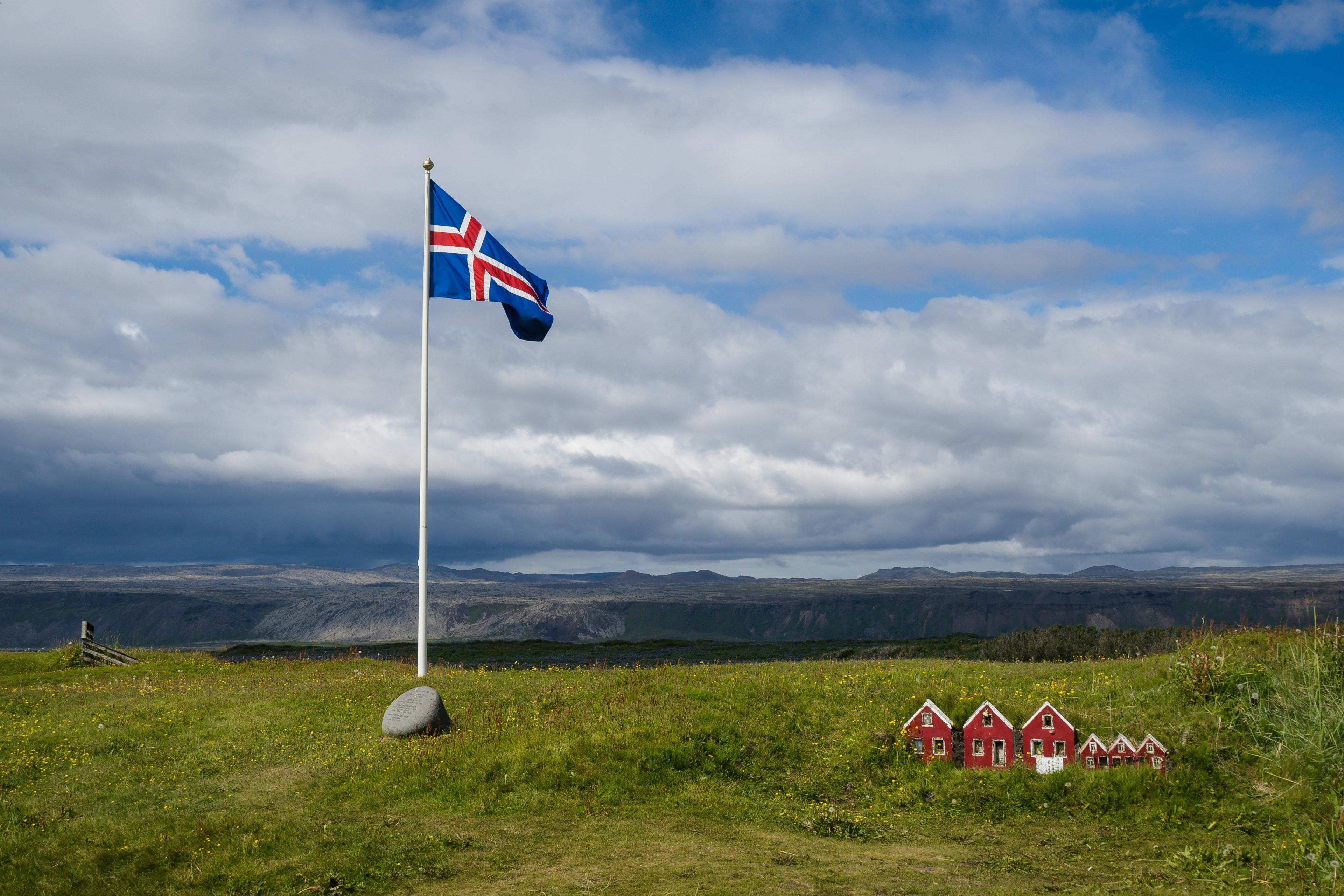icelandic flag stand in the outside