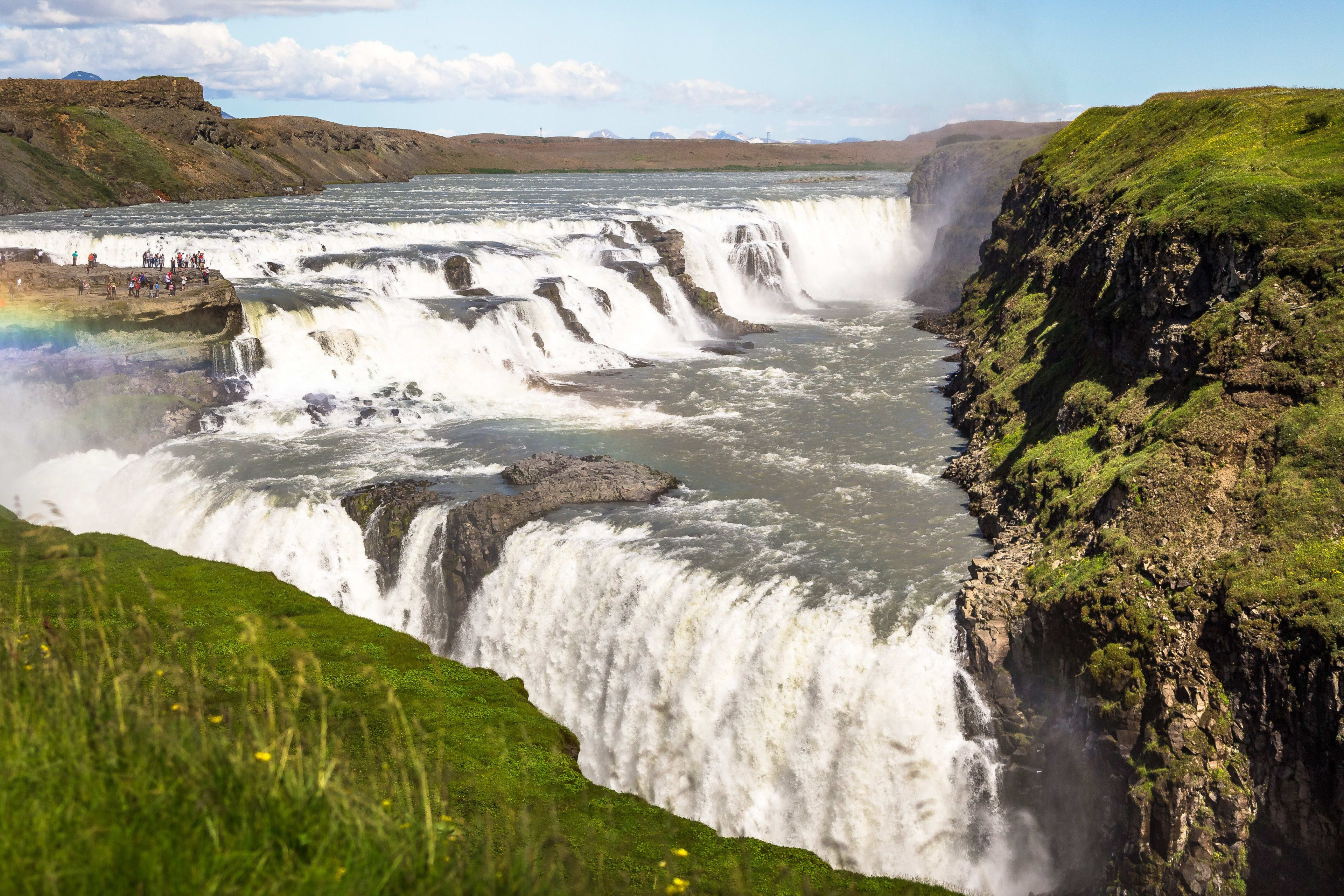 gullfoss with rainbow in golden circle