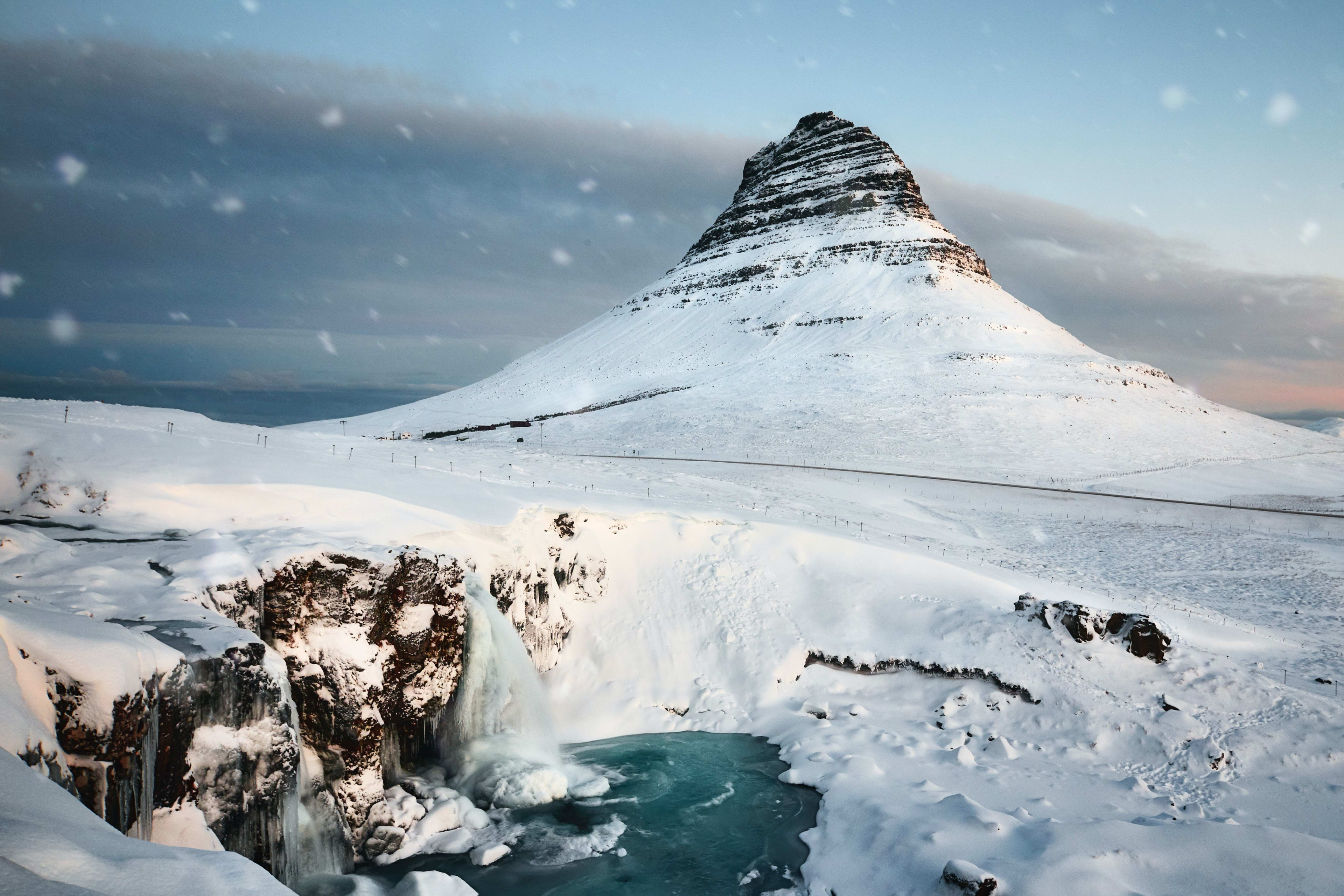 snow-covered kirkjufell