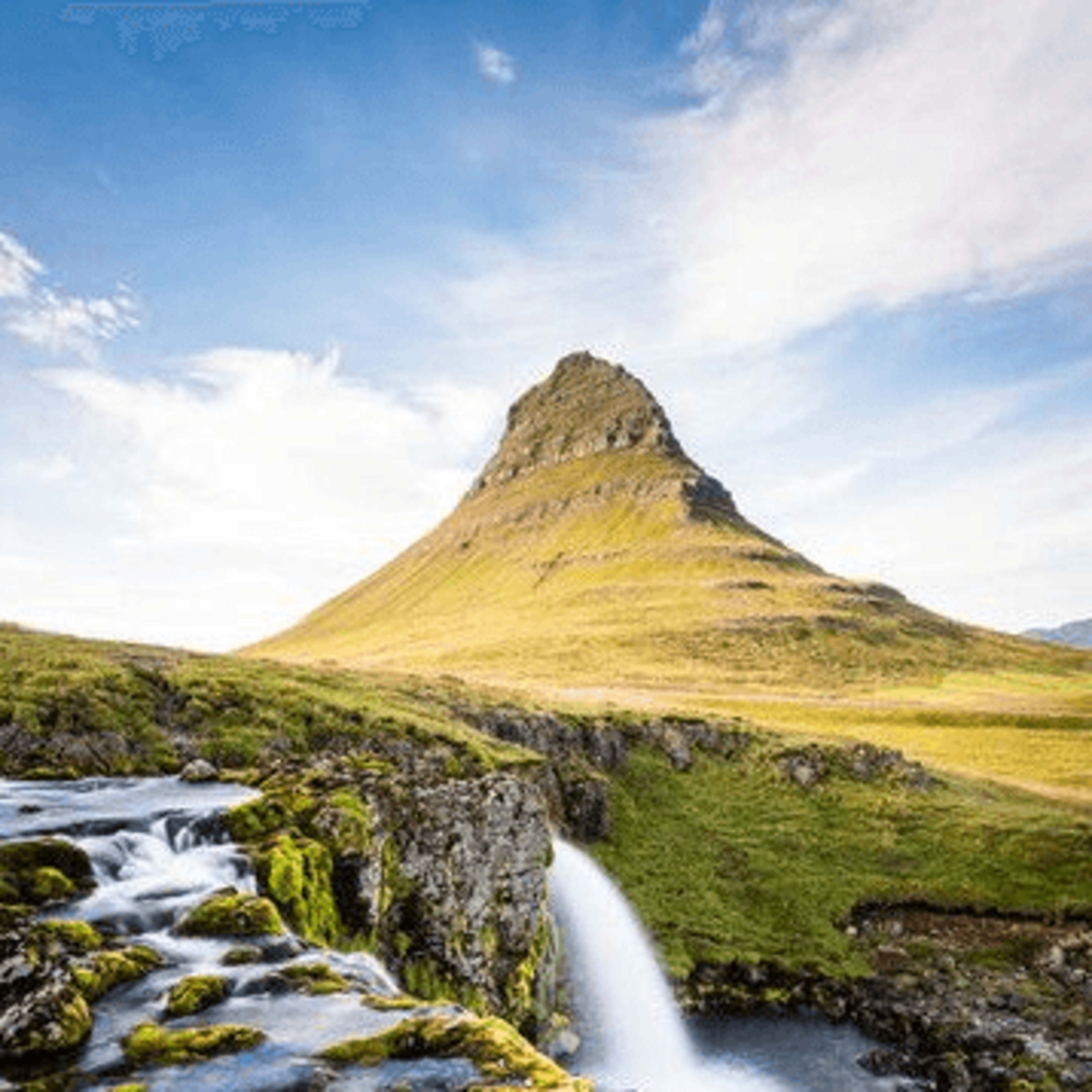 kirkjufell and kirkjufellsfoss of snaefellsnes square