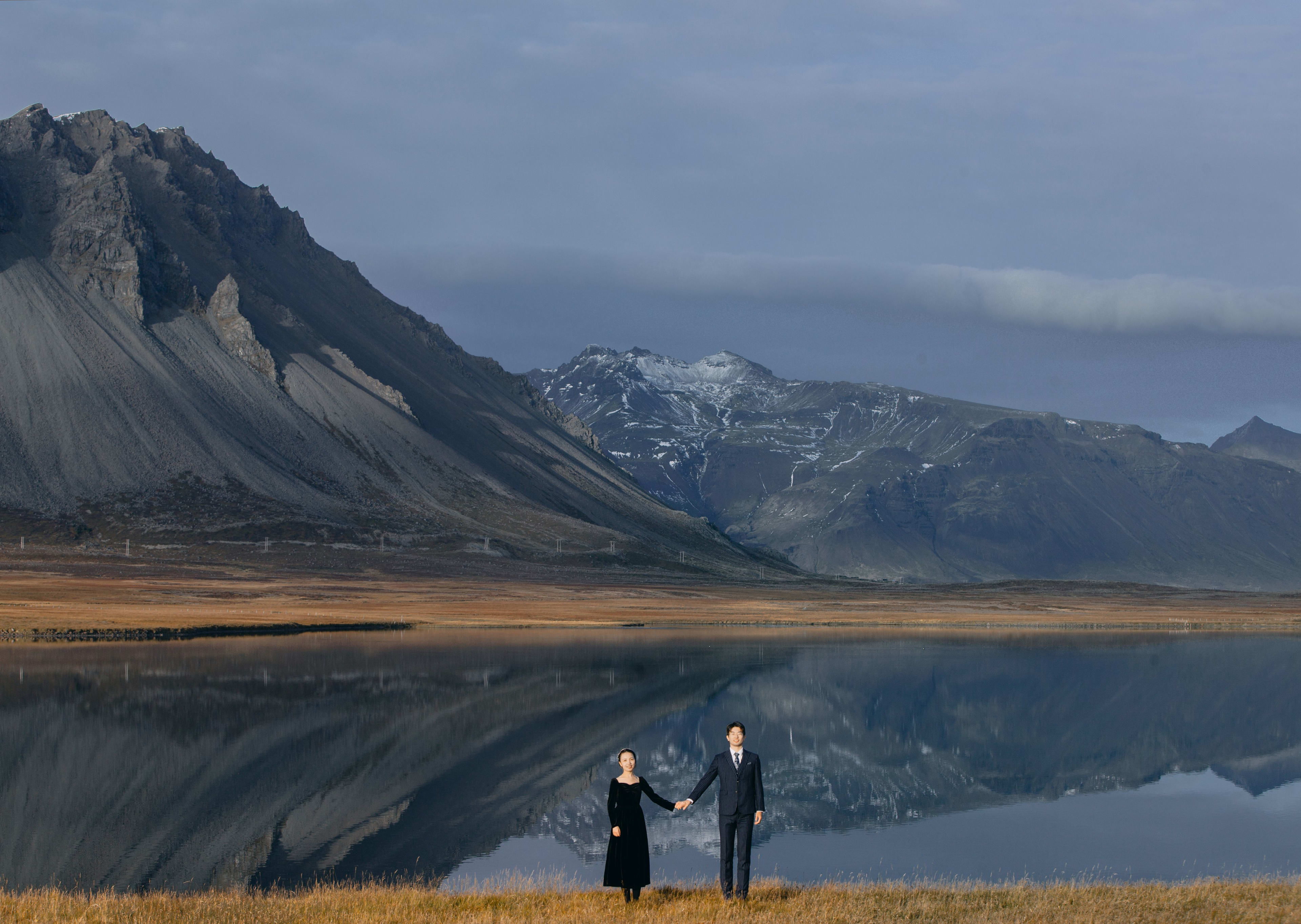 couple standing in the iceland wild