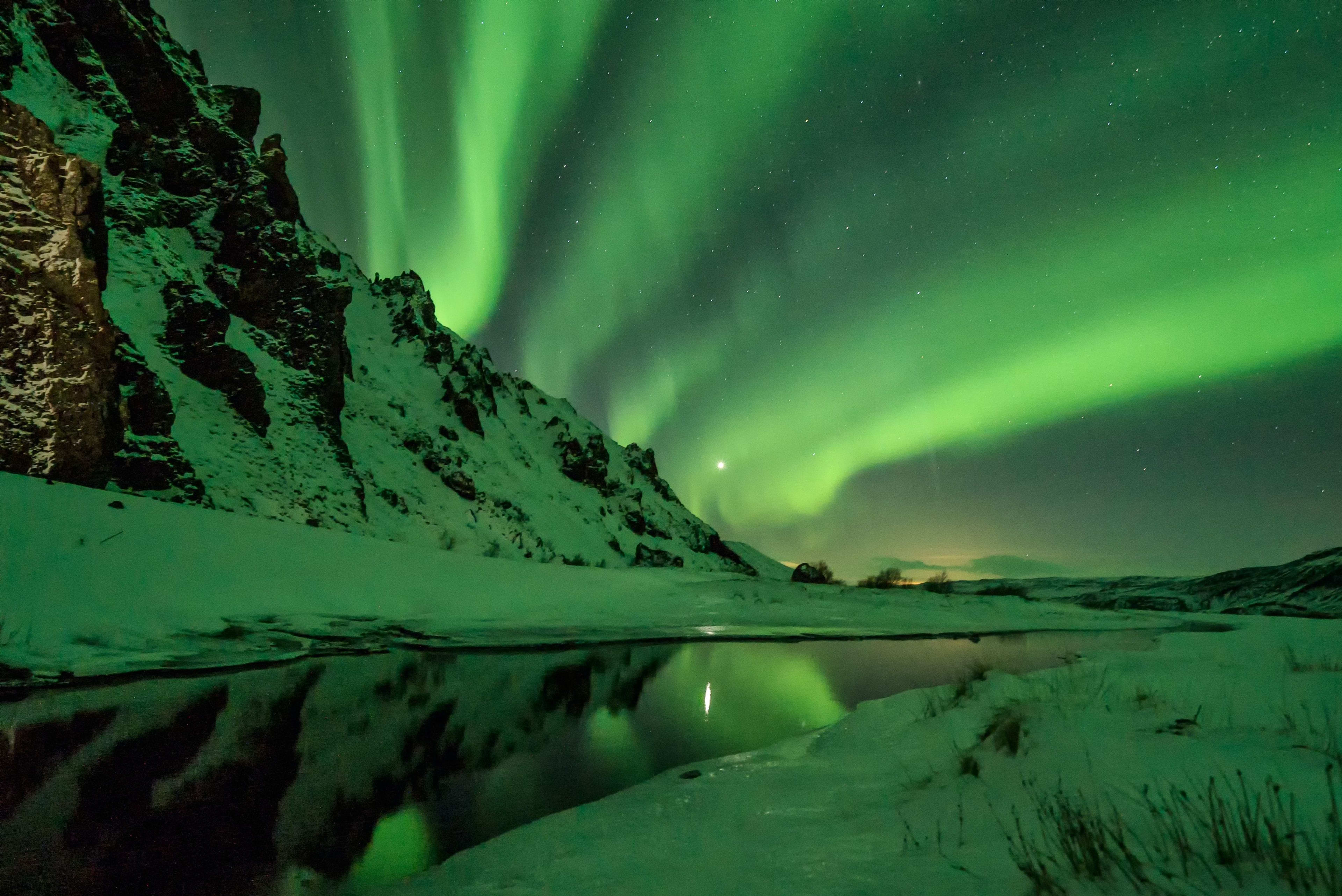 aurora in the iceland wild