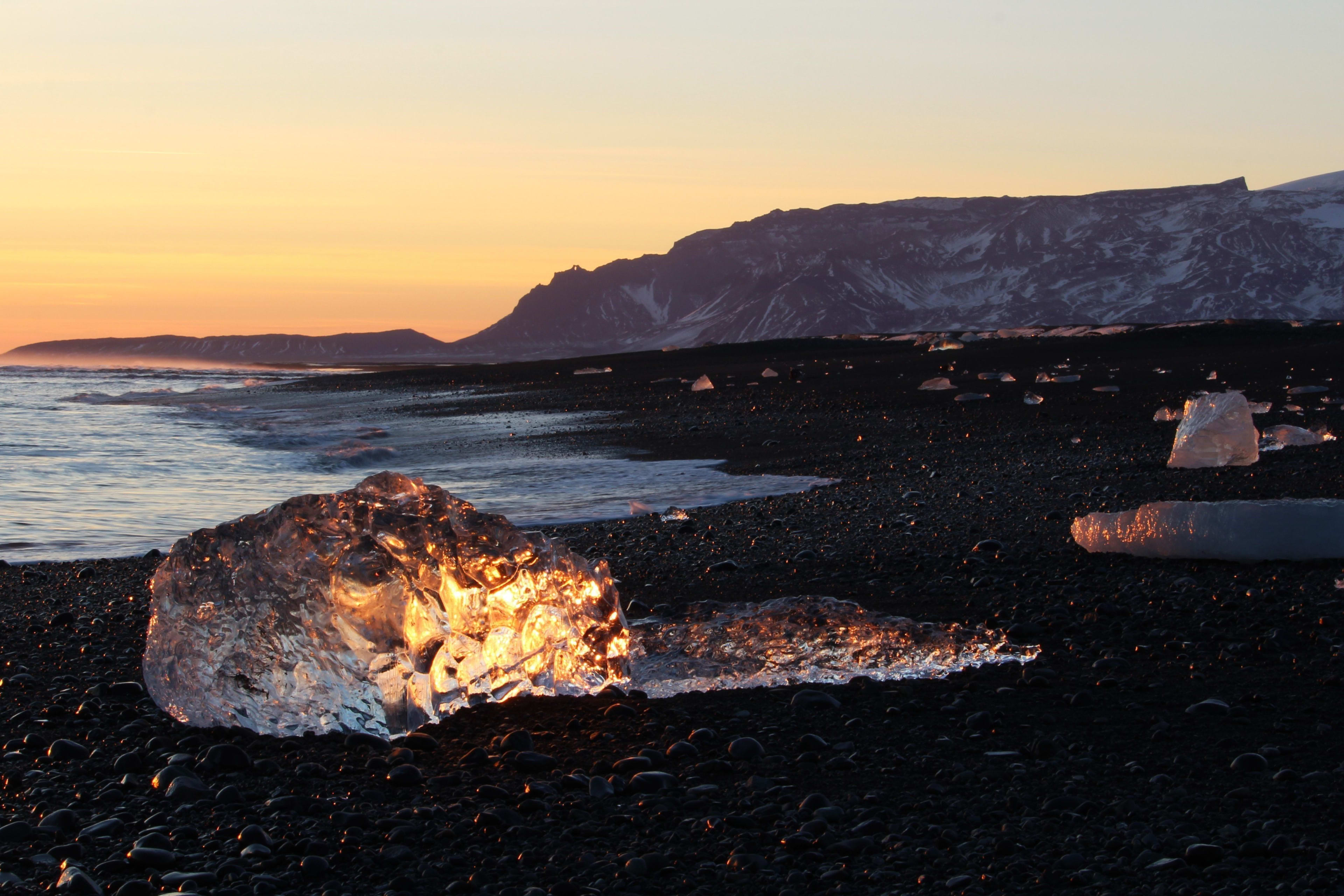 diamond beach at sunset