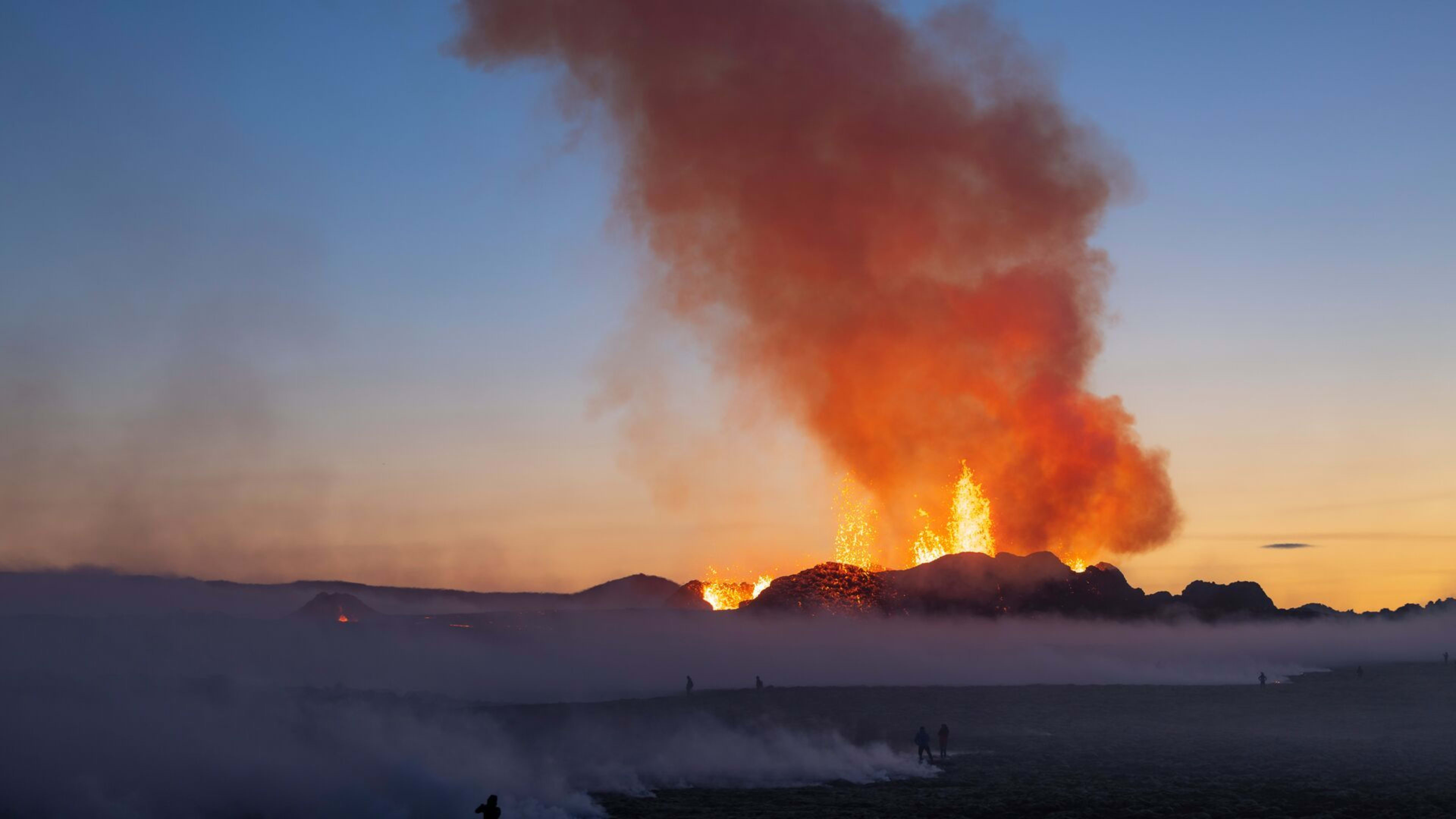 volcano eruption from distance