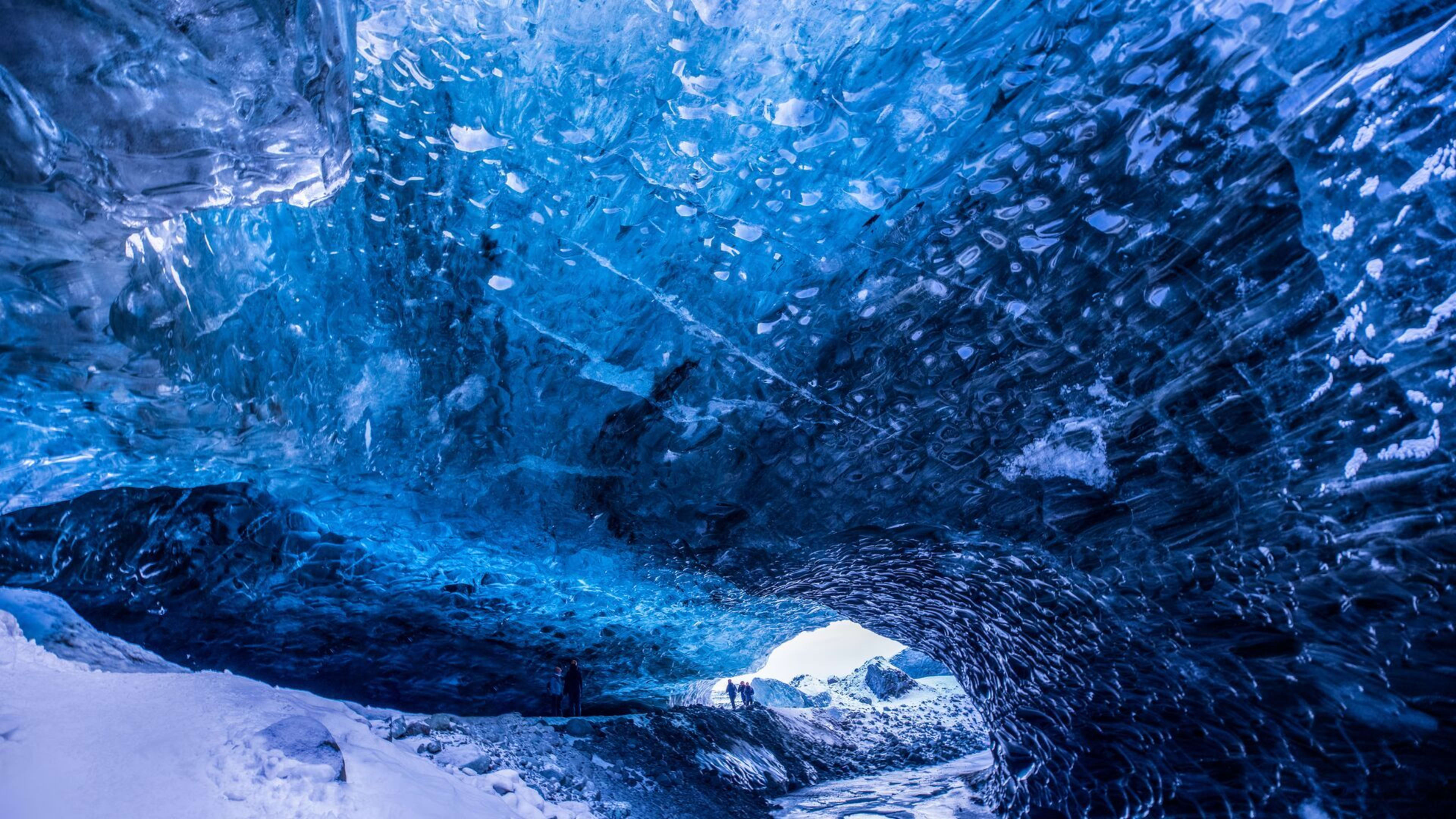 details of blue ice cave