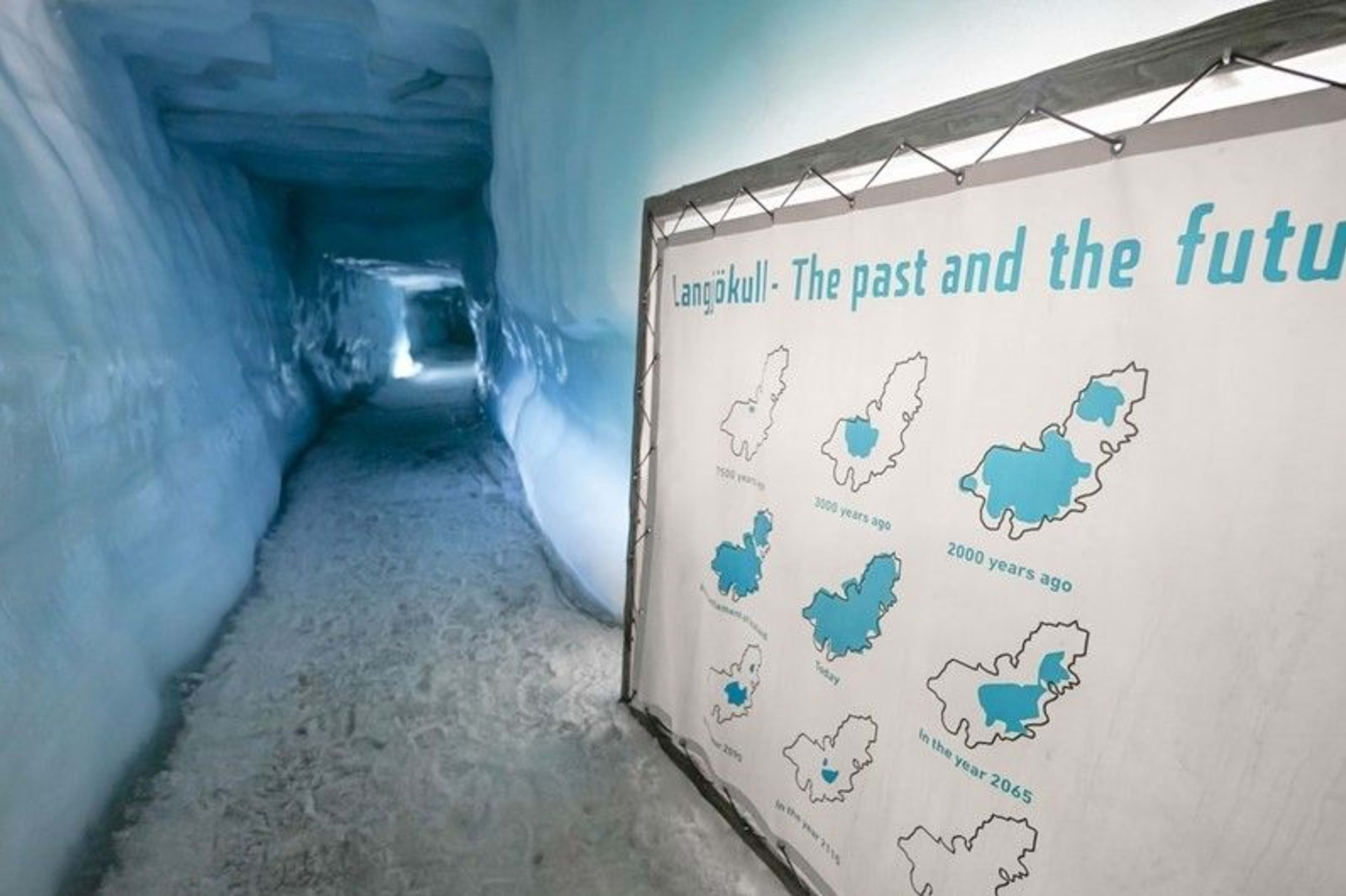 langjokull ice cave with instruction board