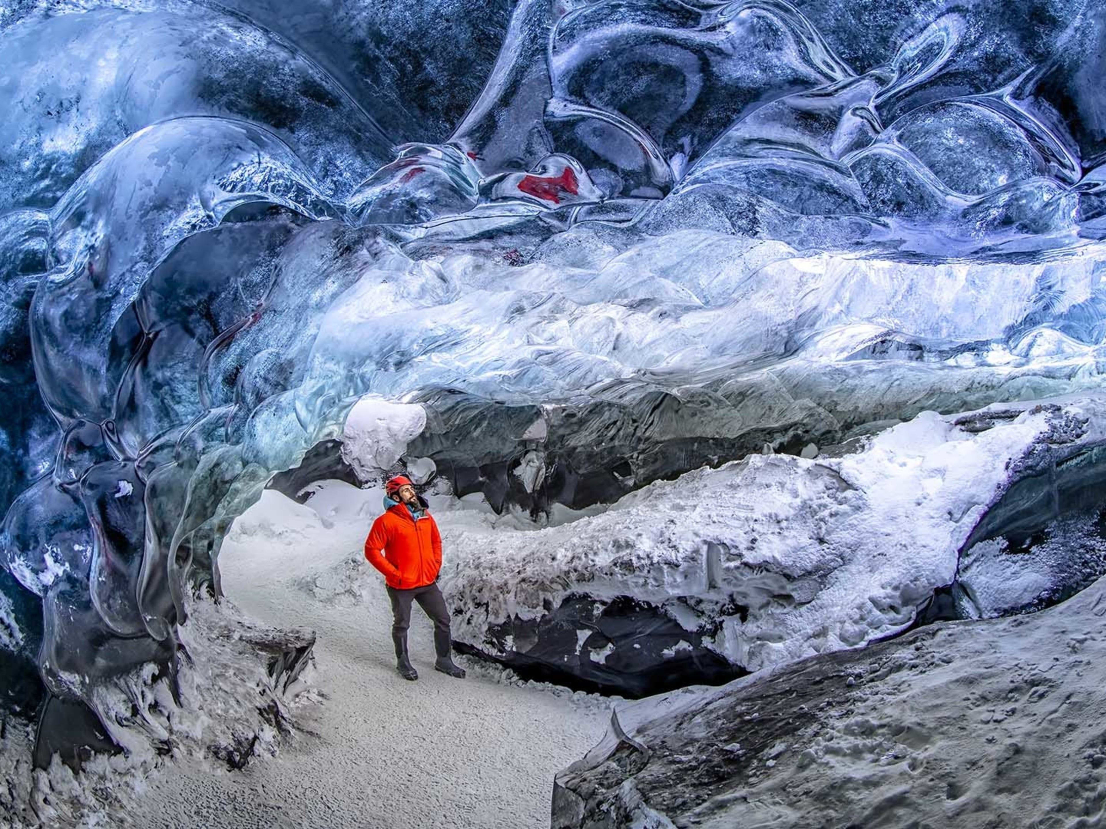 blue ice cave interior