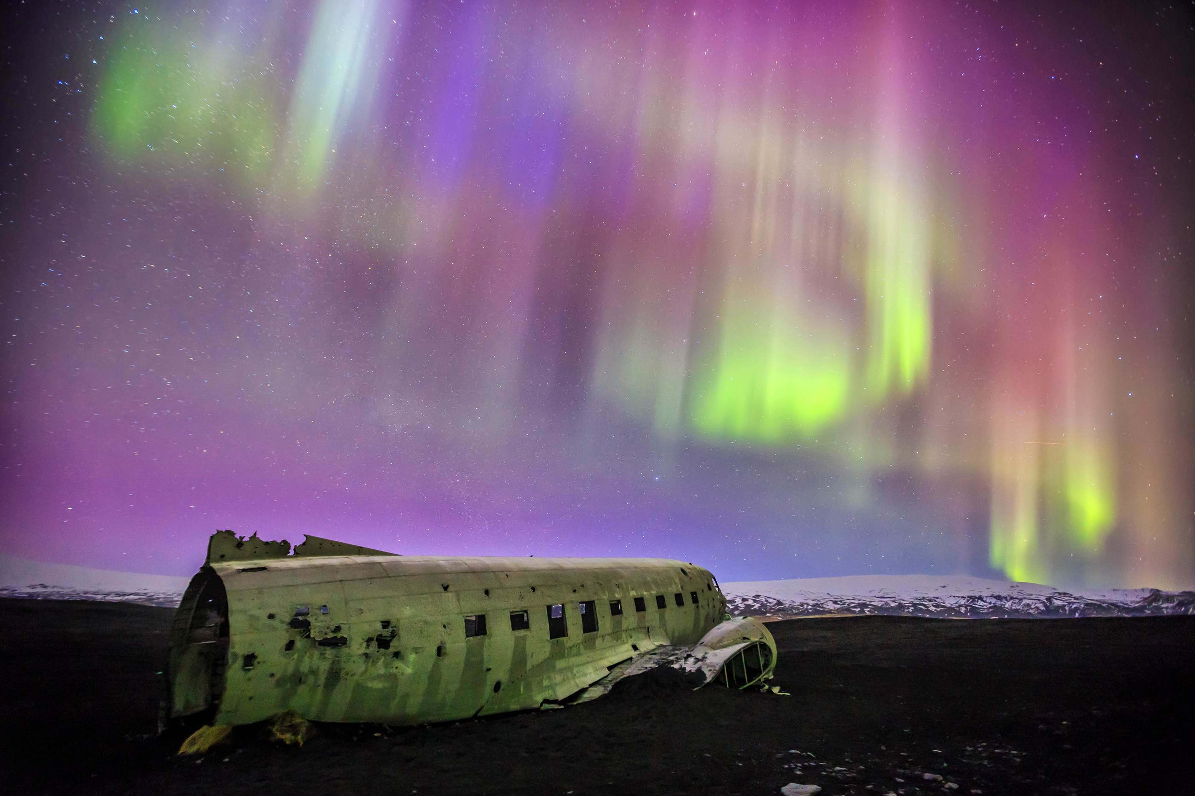 Aurora in Plane wreck DC-3