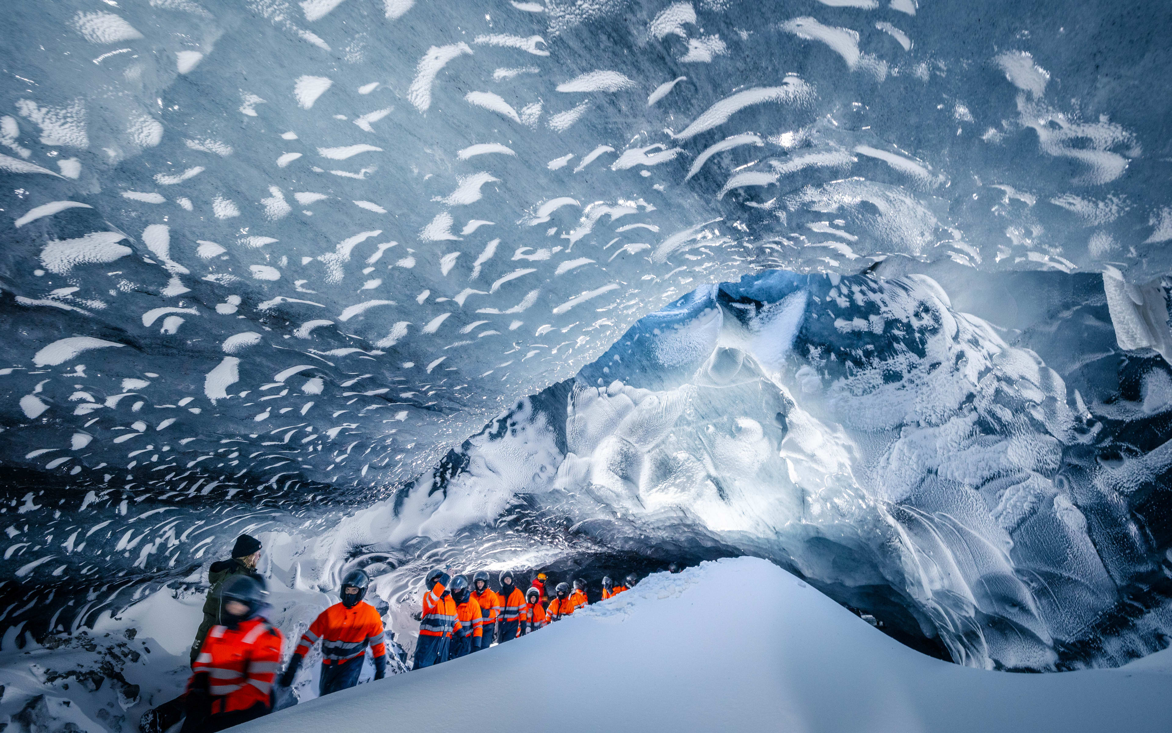 Myrdalsjokull ice cave in south iceland