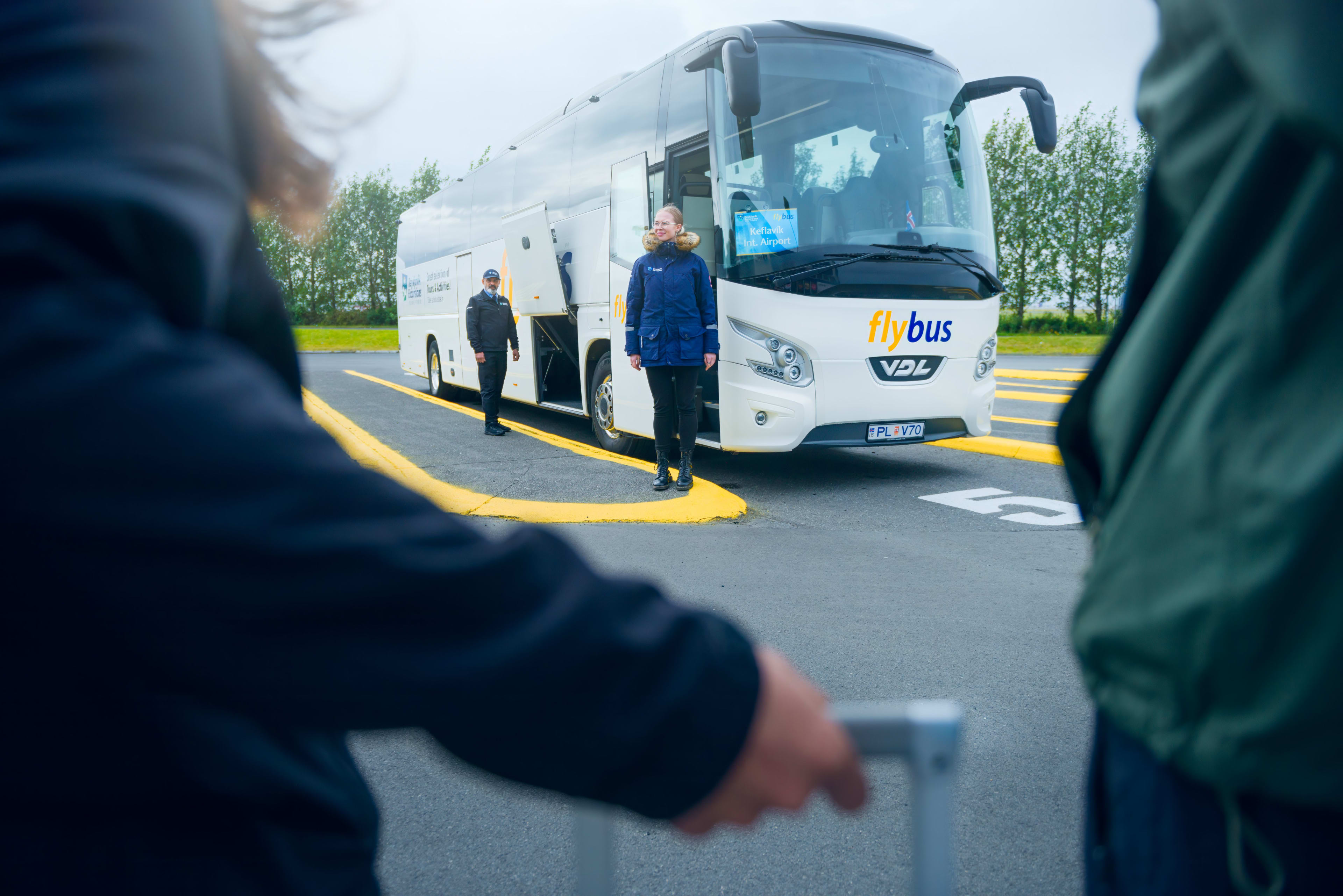 waiting for flybus pick ups outside BSI station