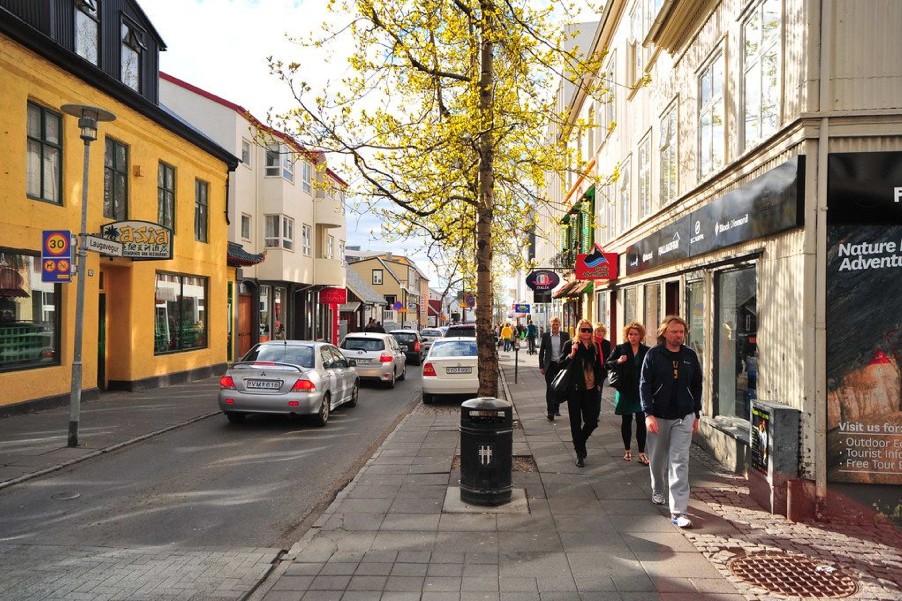 Colorful street view of Laugavegur in reykjavik