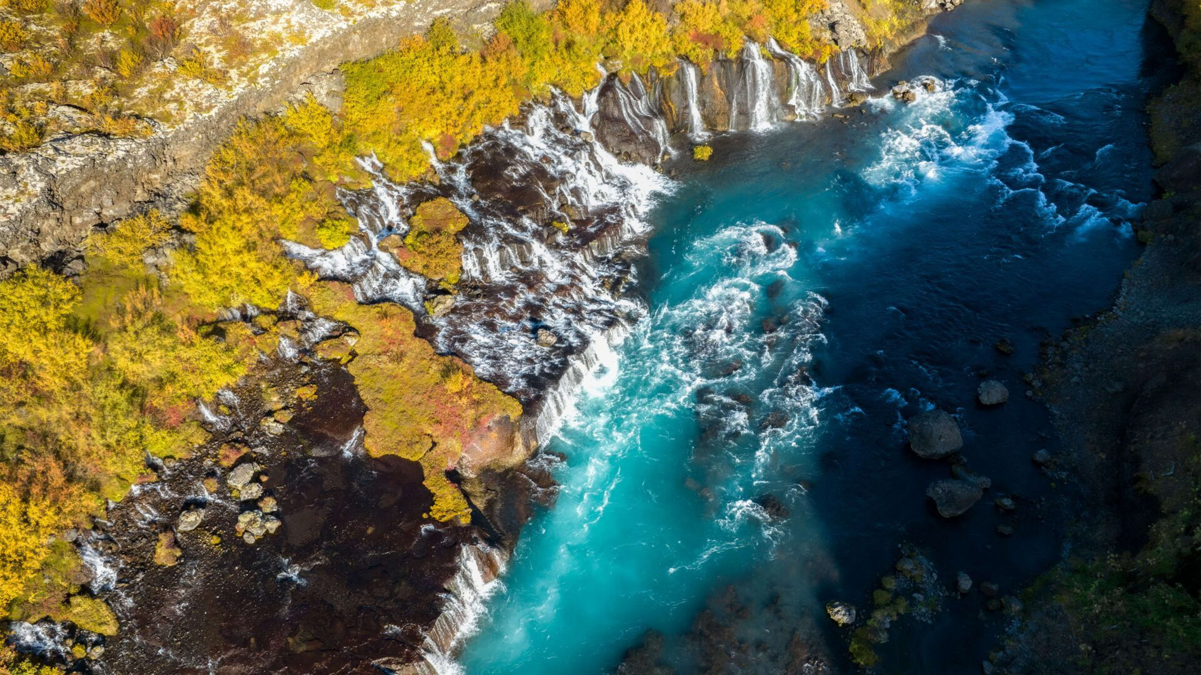 Hraunfossar landscape from above