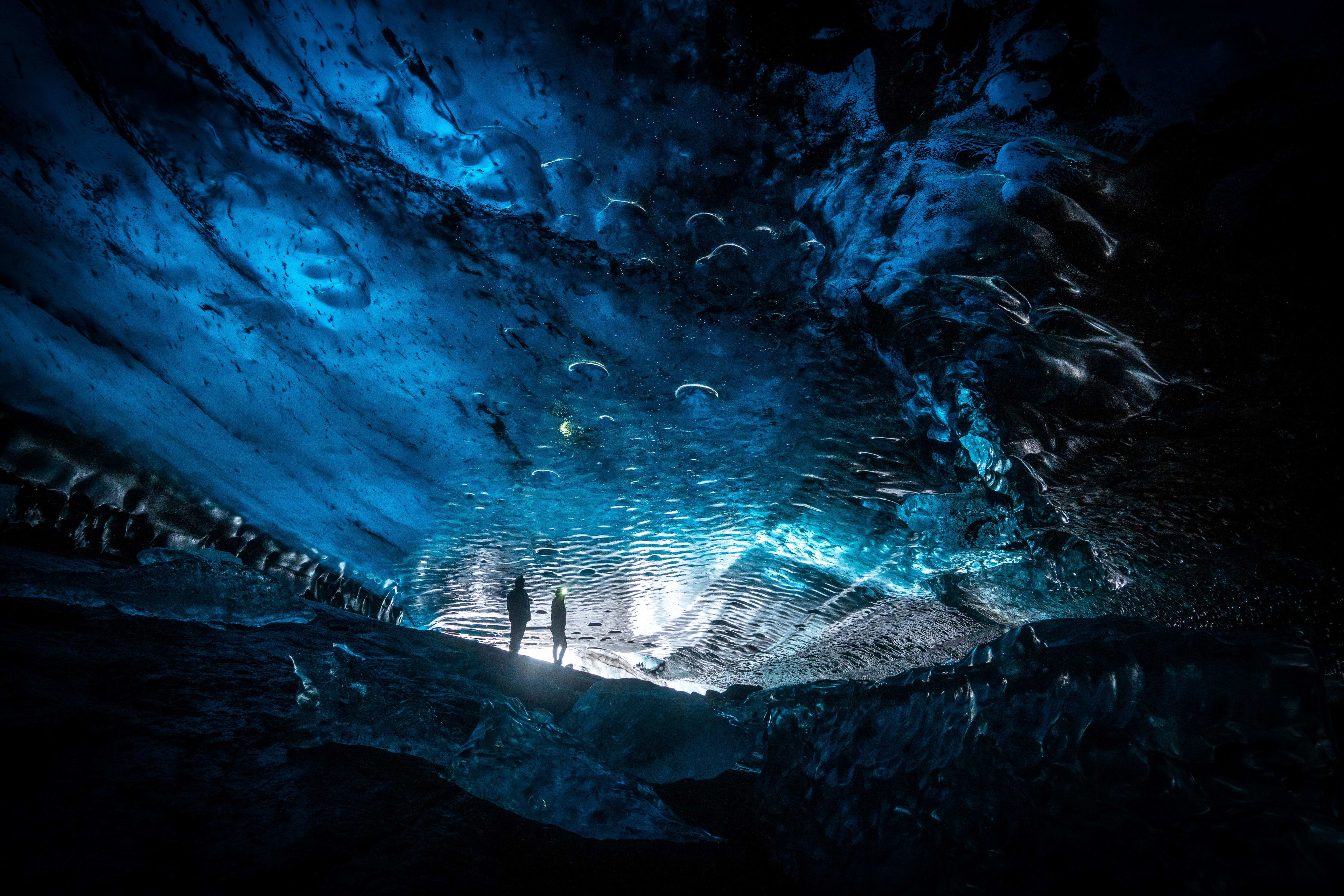 deep explore in the blue ice cave