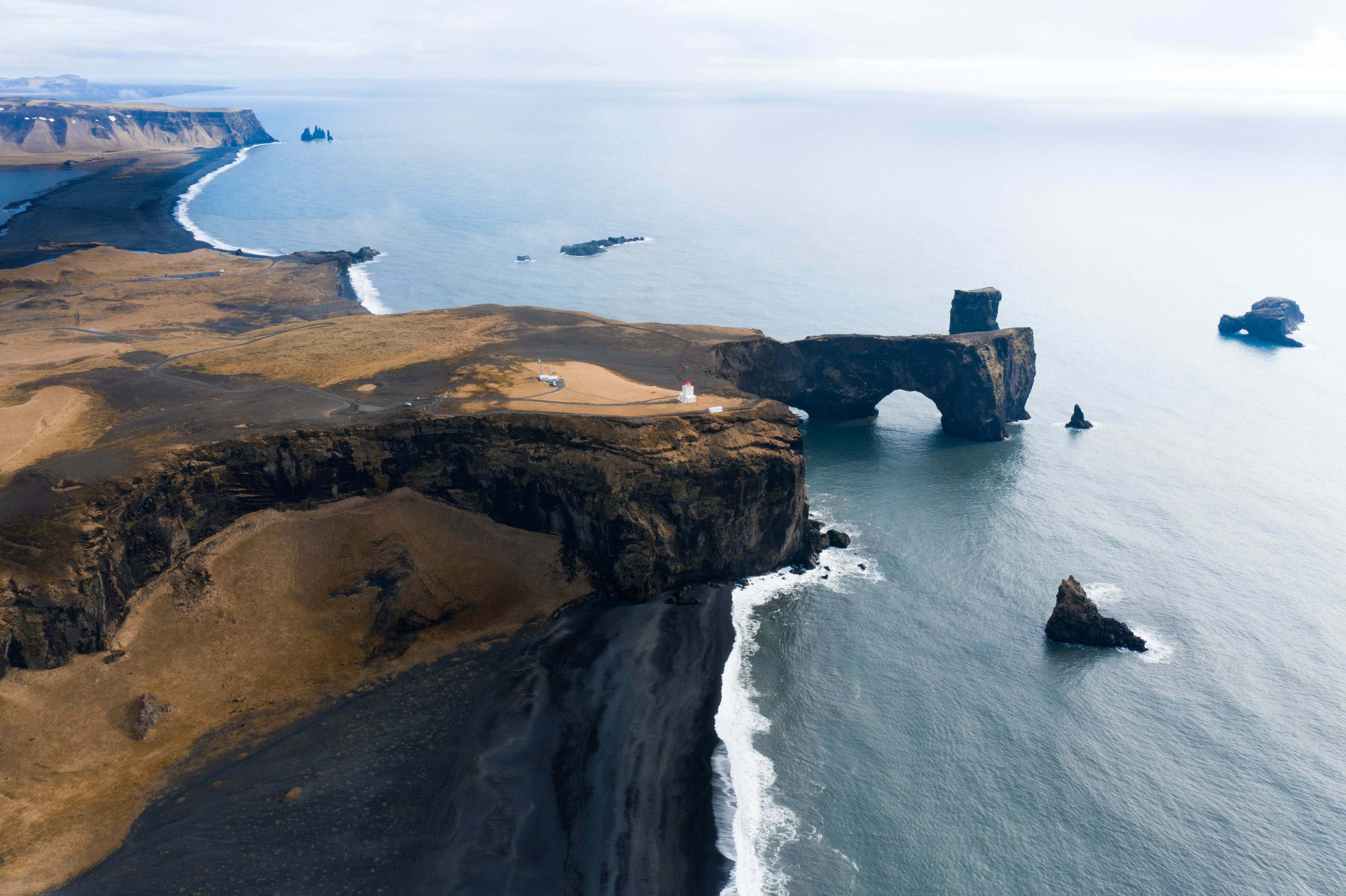 panorama of Dyrholaey peninsula 