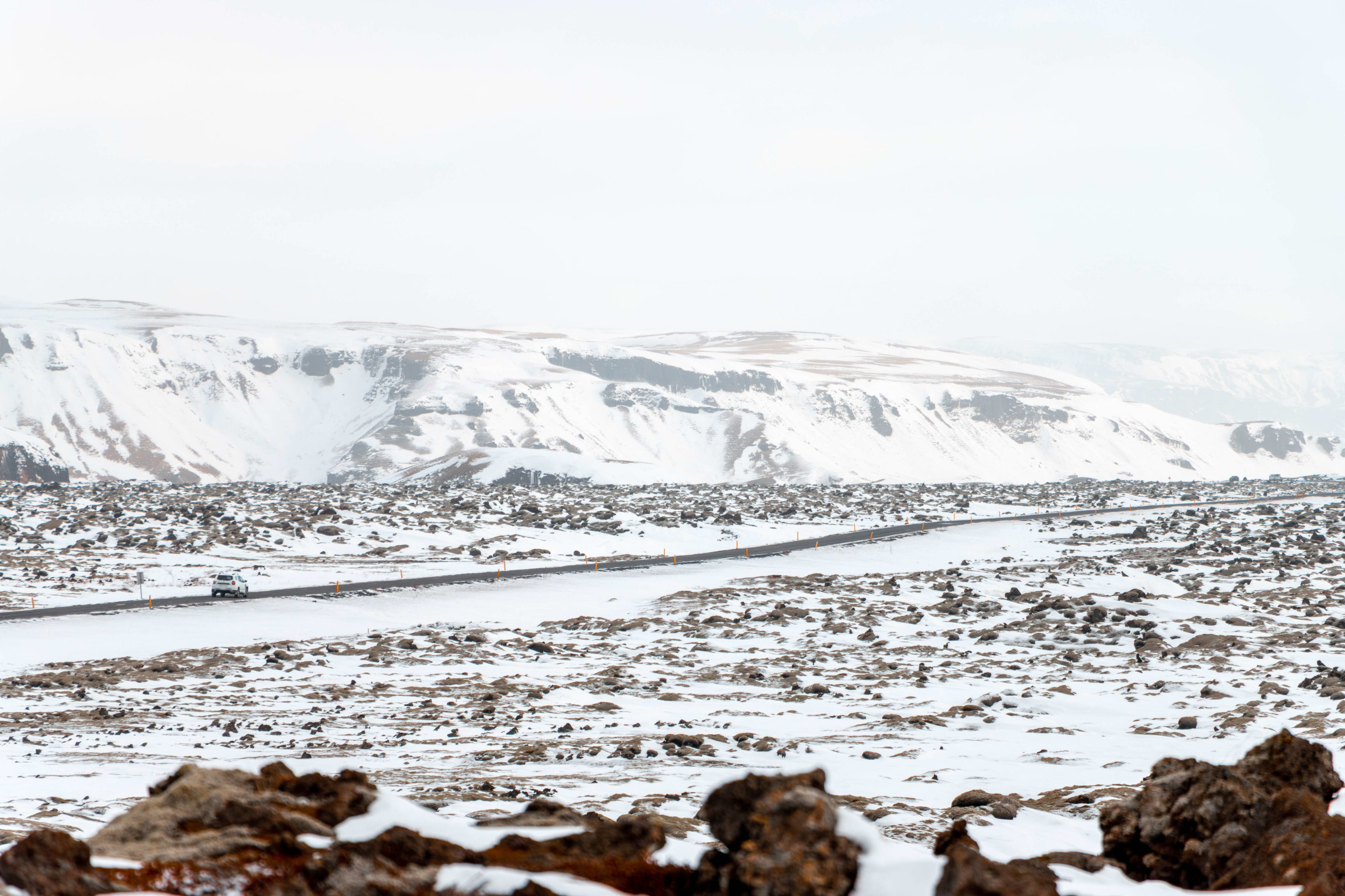 Eldhraun lava field in winter