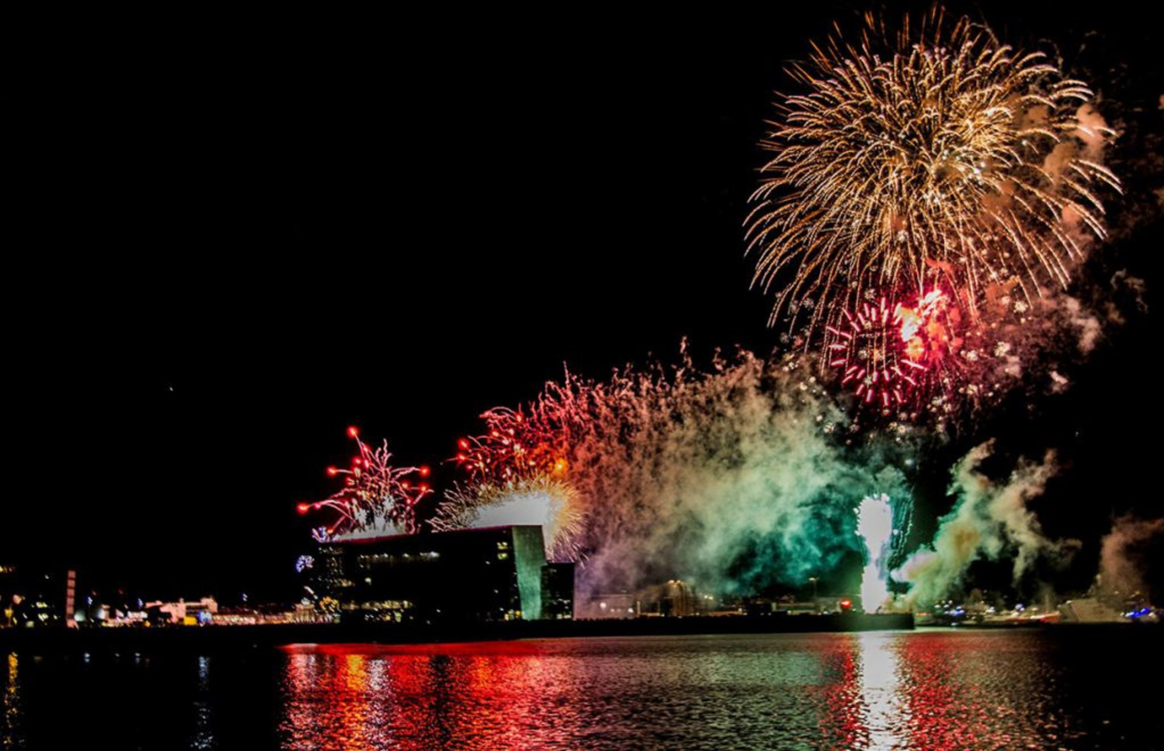 reykjavik fireworks of new year landscape