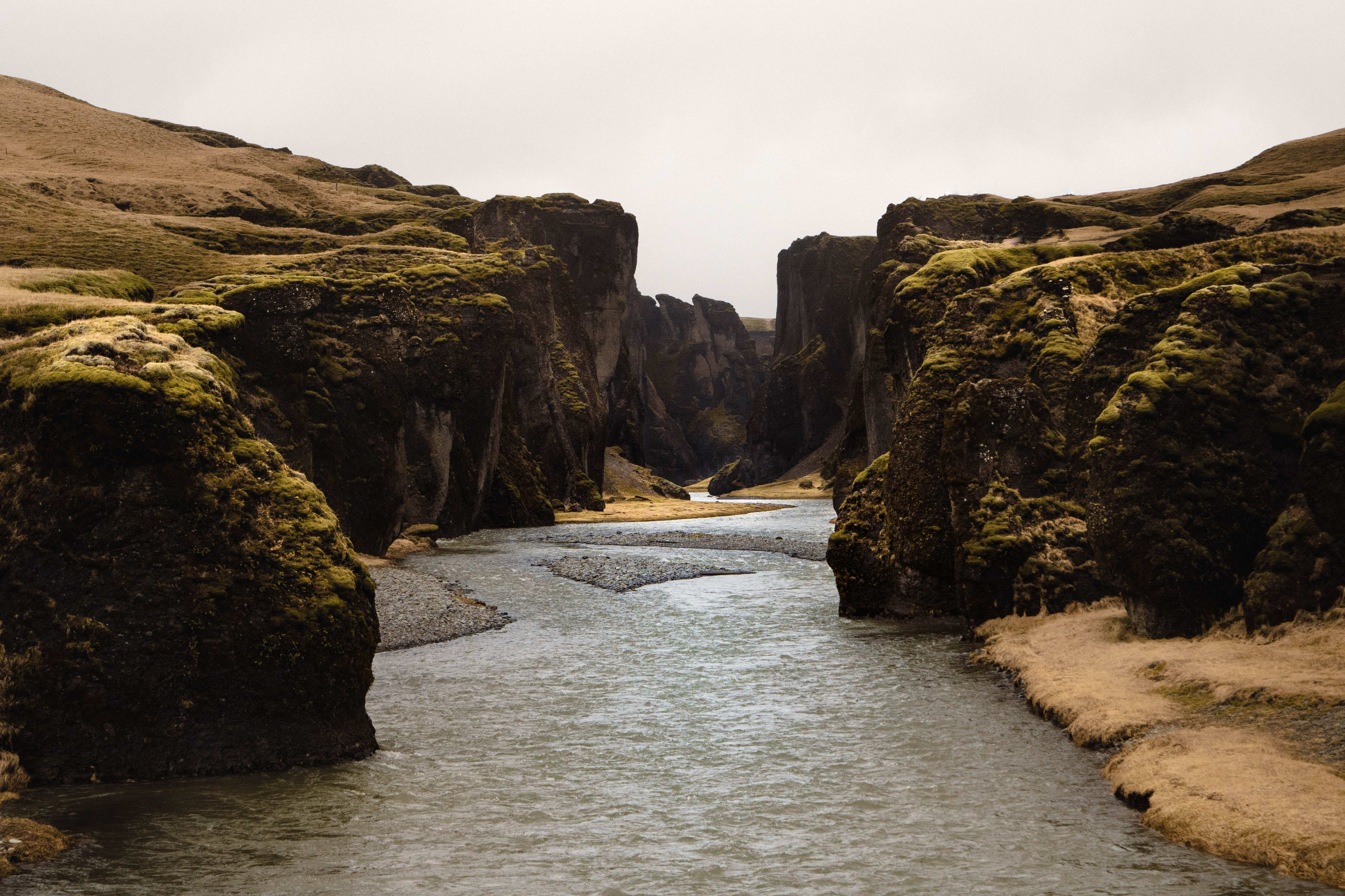 river flow through Fjadrargljufur canyon 