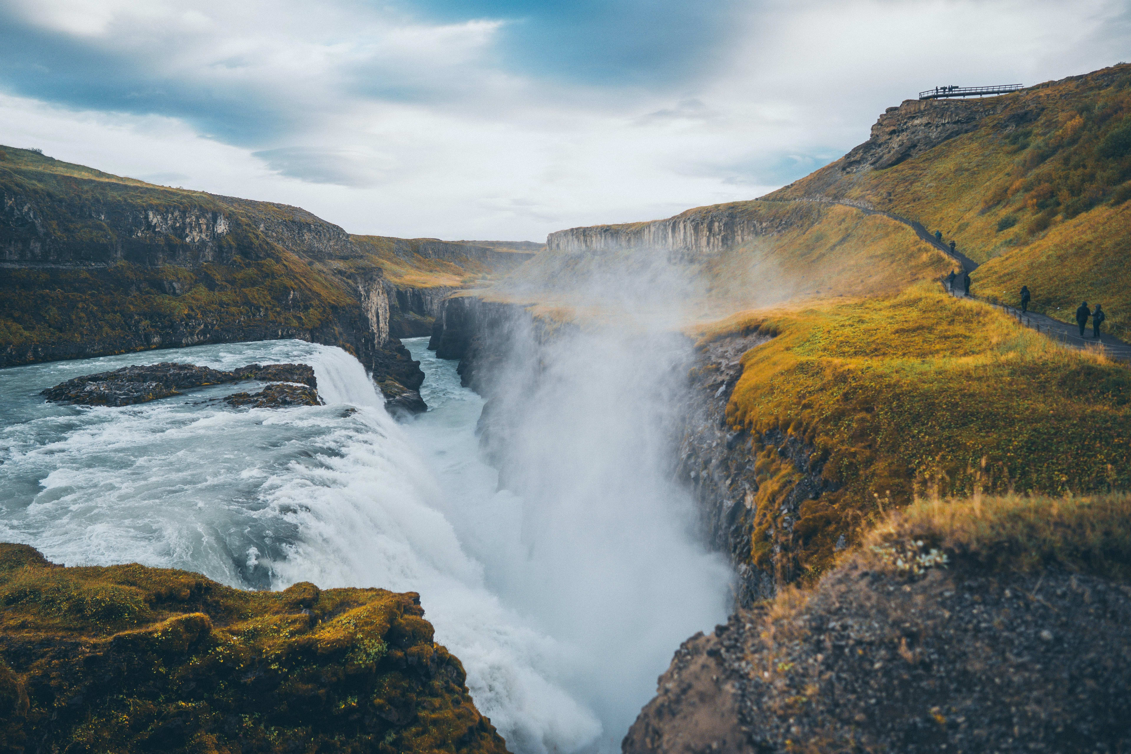 summer gullfoss in iceland golden circle