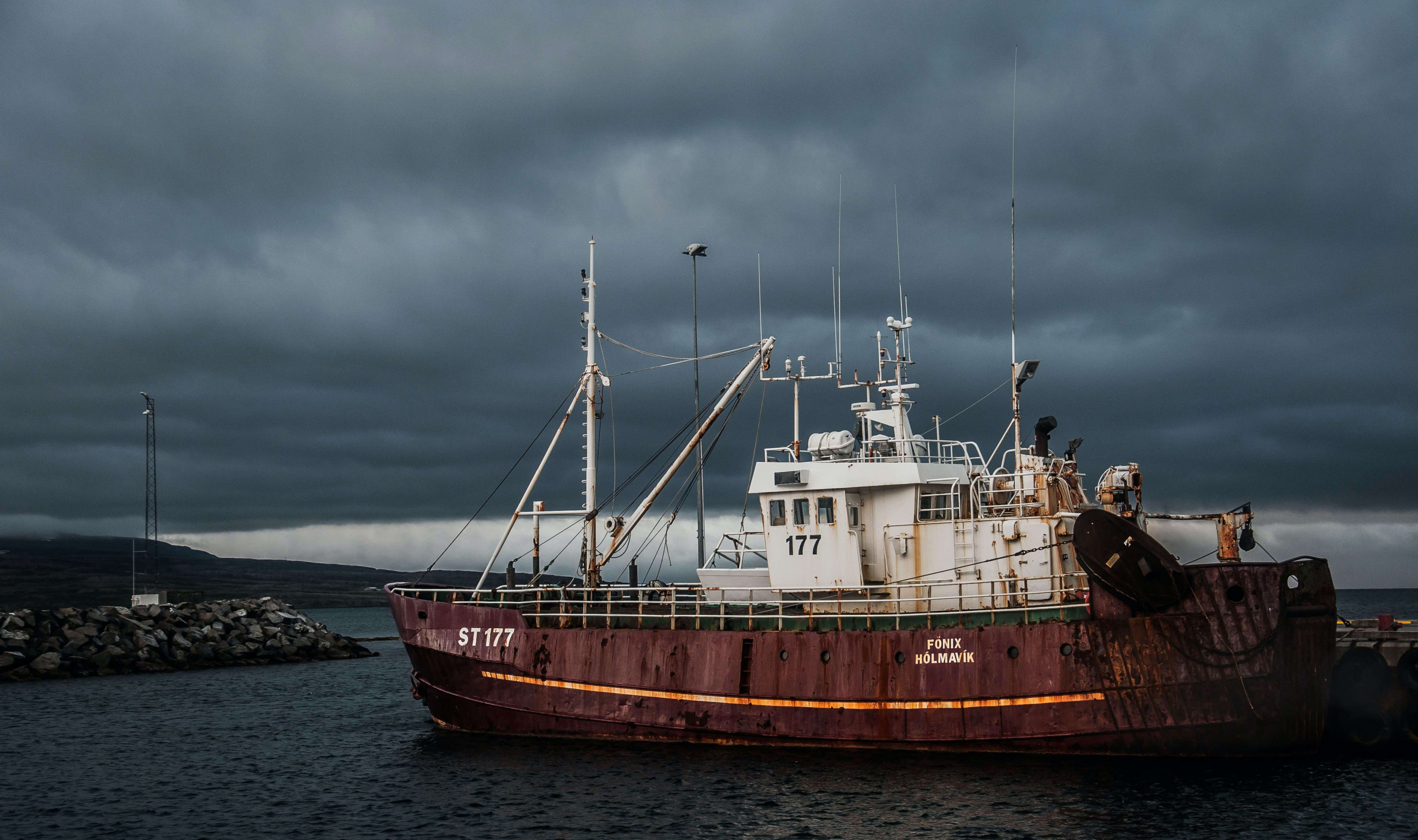 Holmavik boat in the iceland sea