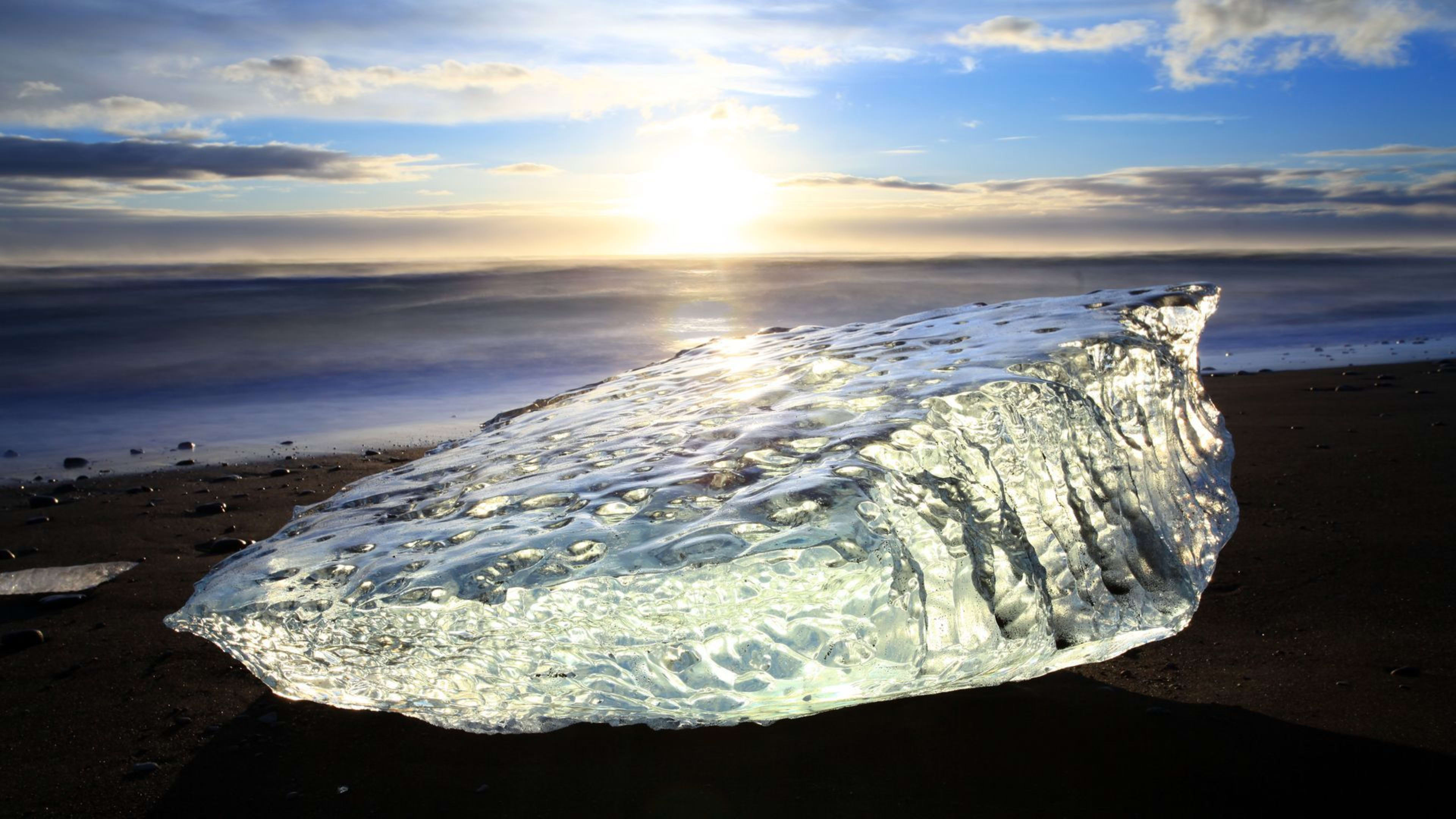 sparkling ice on the diamond beach