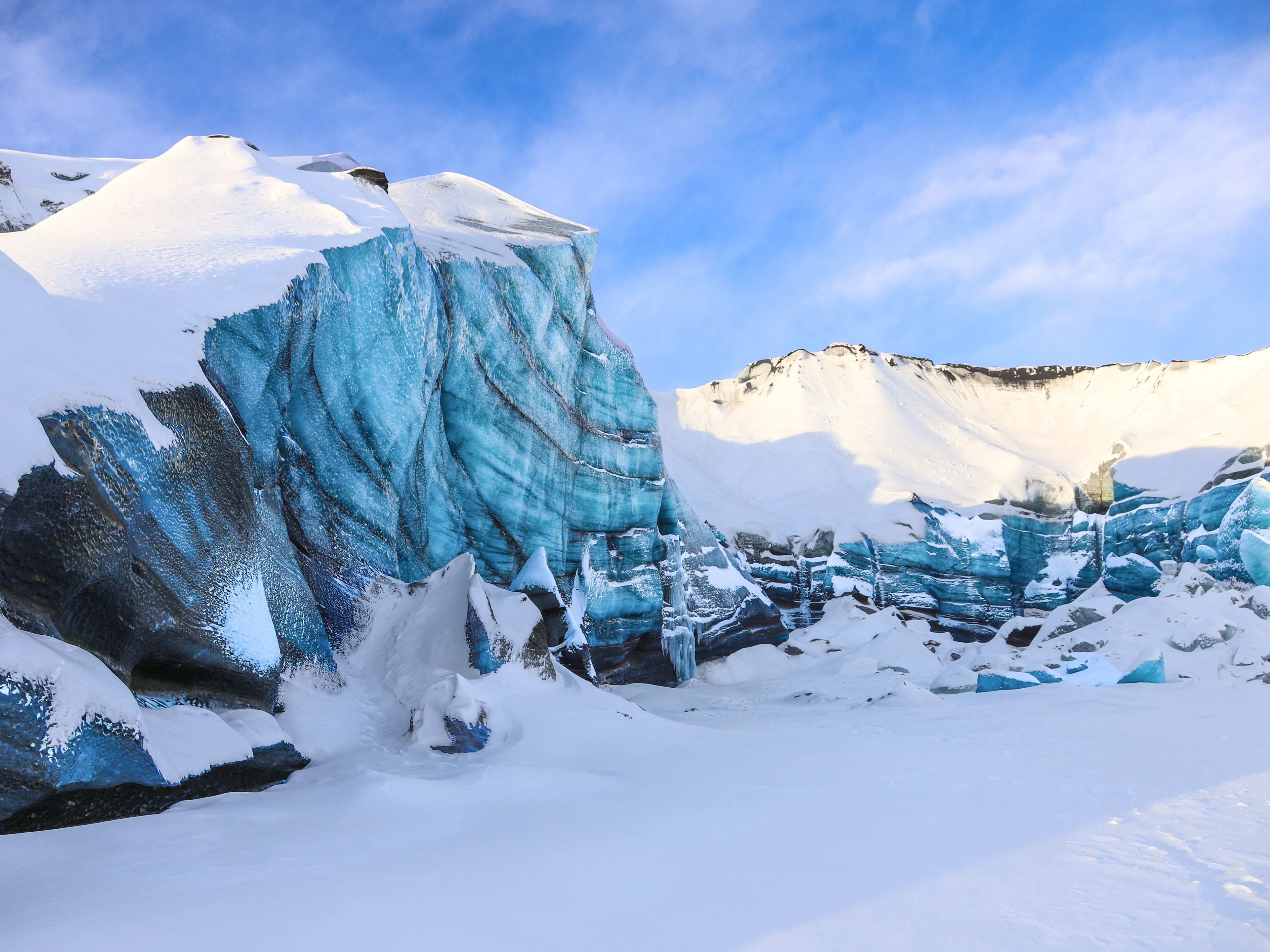 katla ice cave under volcanic glacier