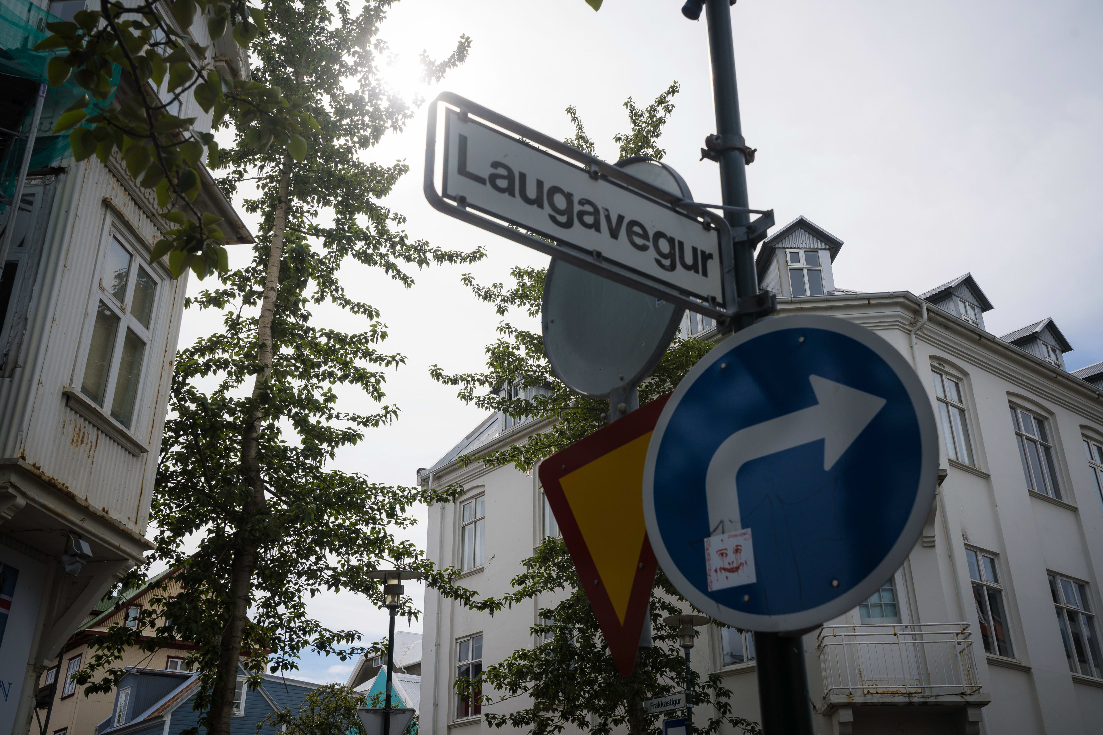 Laugavegur street sign of reykjavik