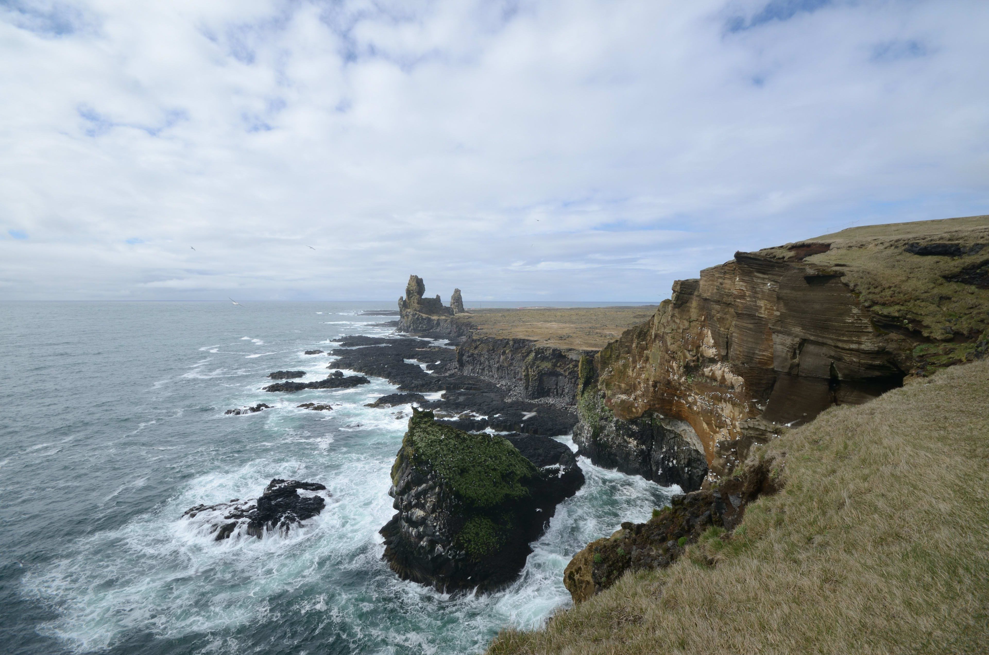 Londrangar cliff with the sea