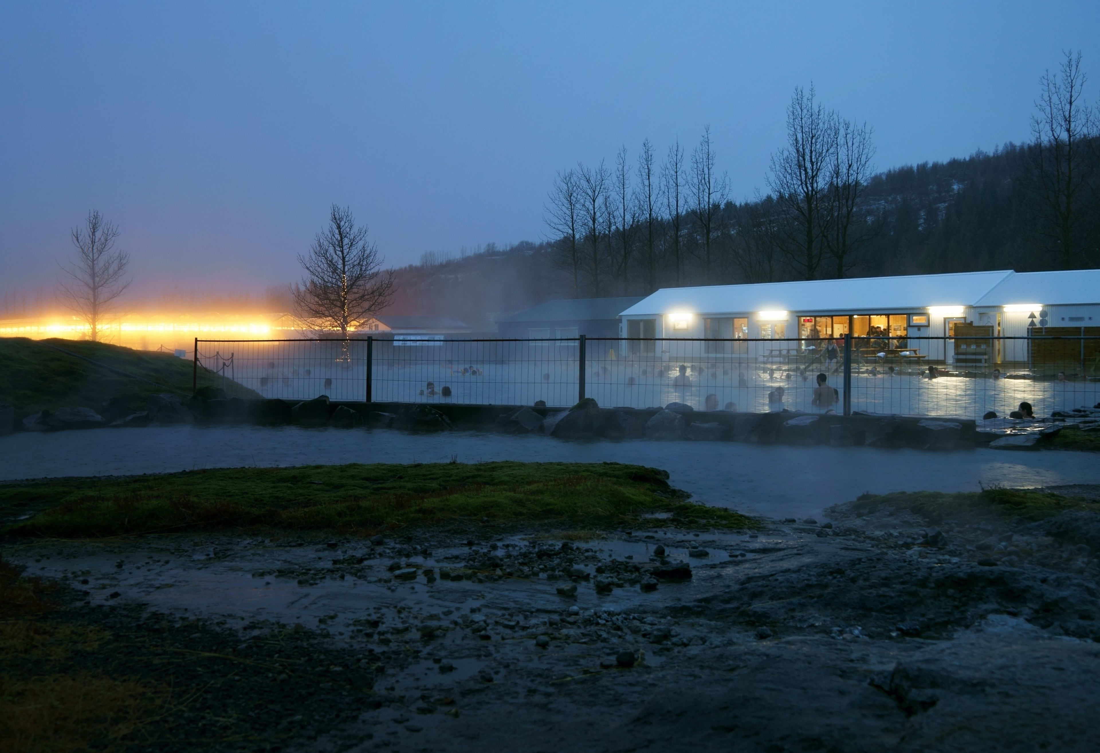 Secret Lagoon at night