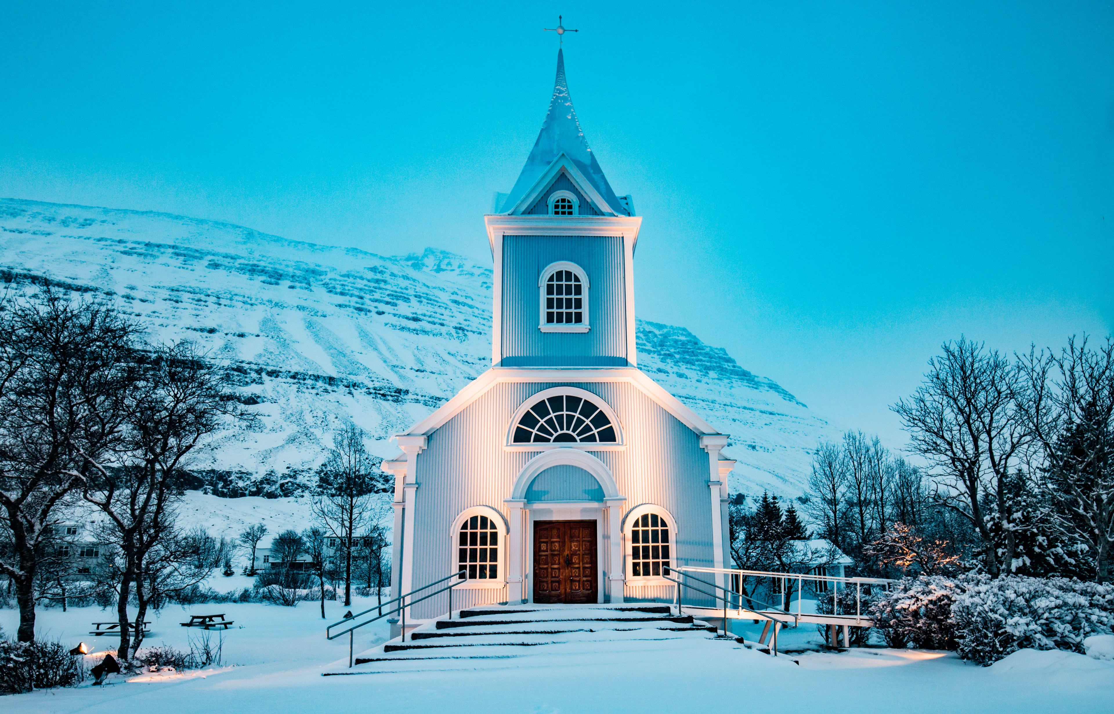 church in Seydisfjordur in winter