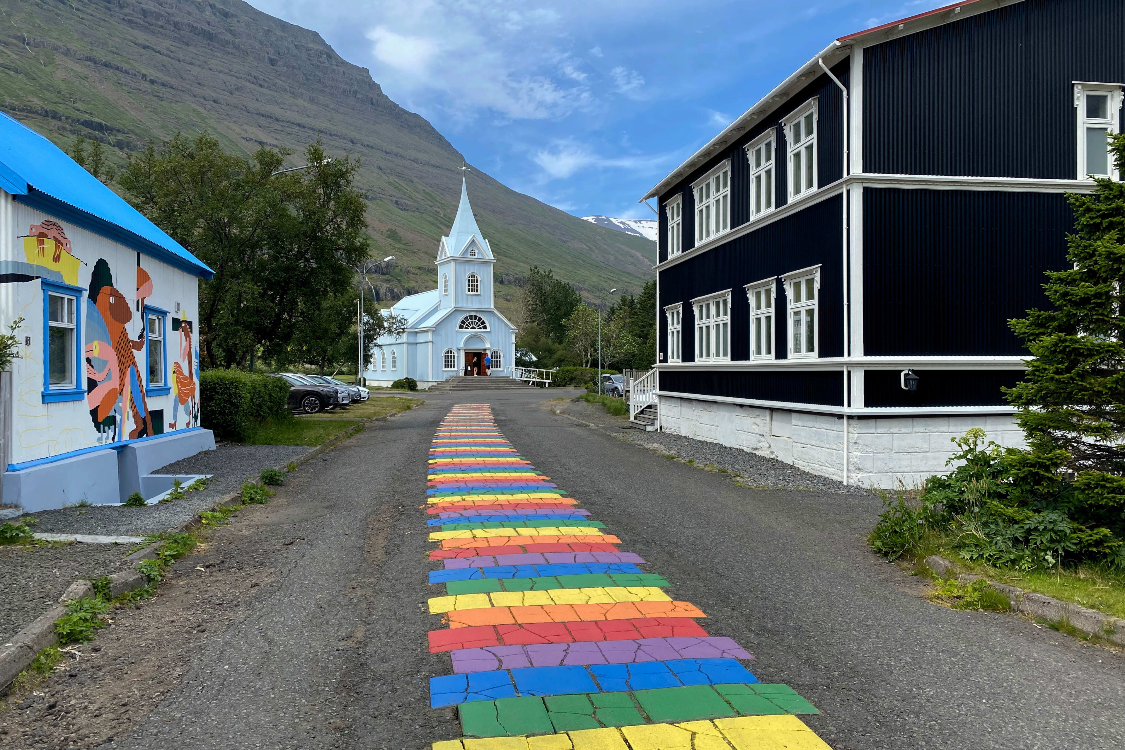 Seydisfjordur town with rainbow street