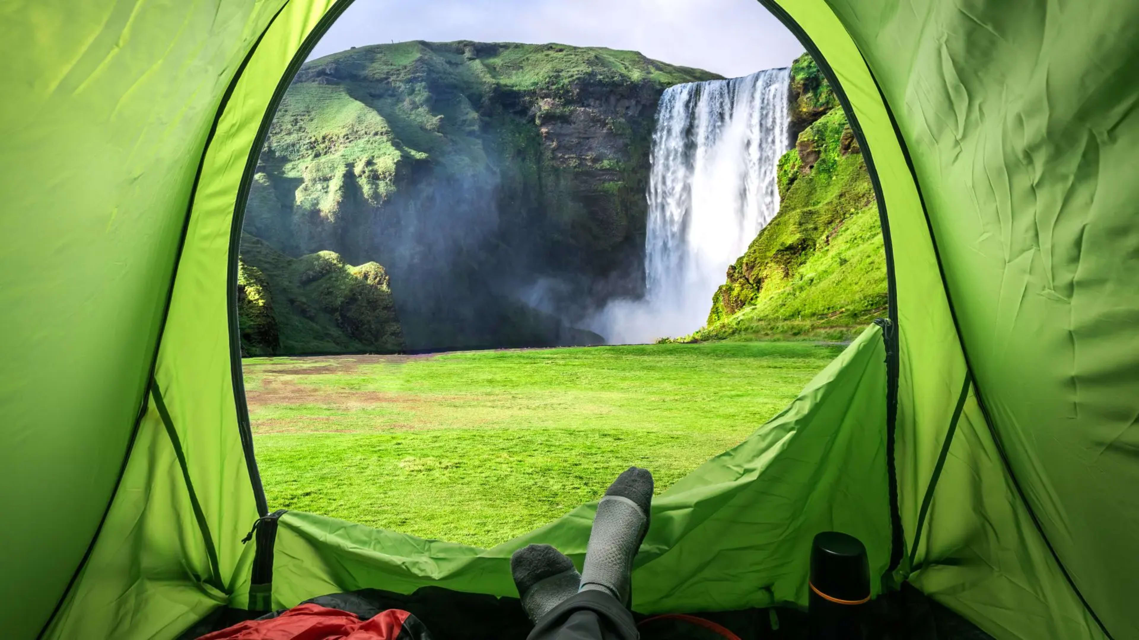 Skogafoss waterfall campsite Iceland