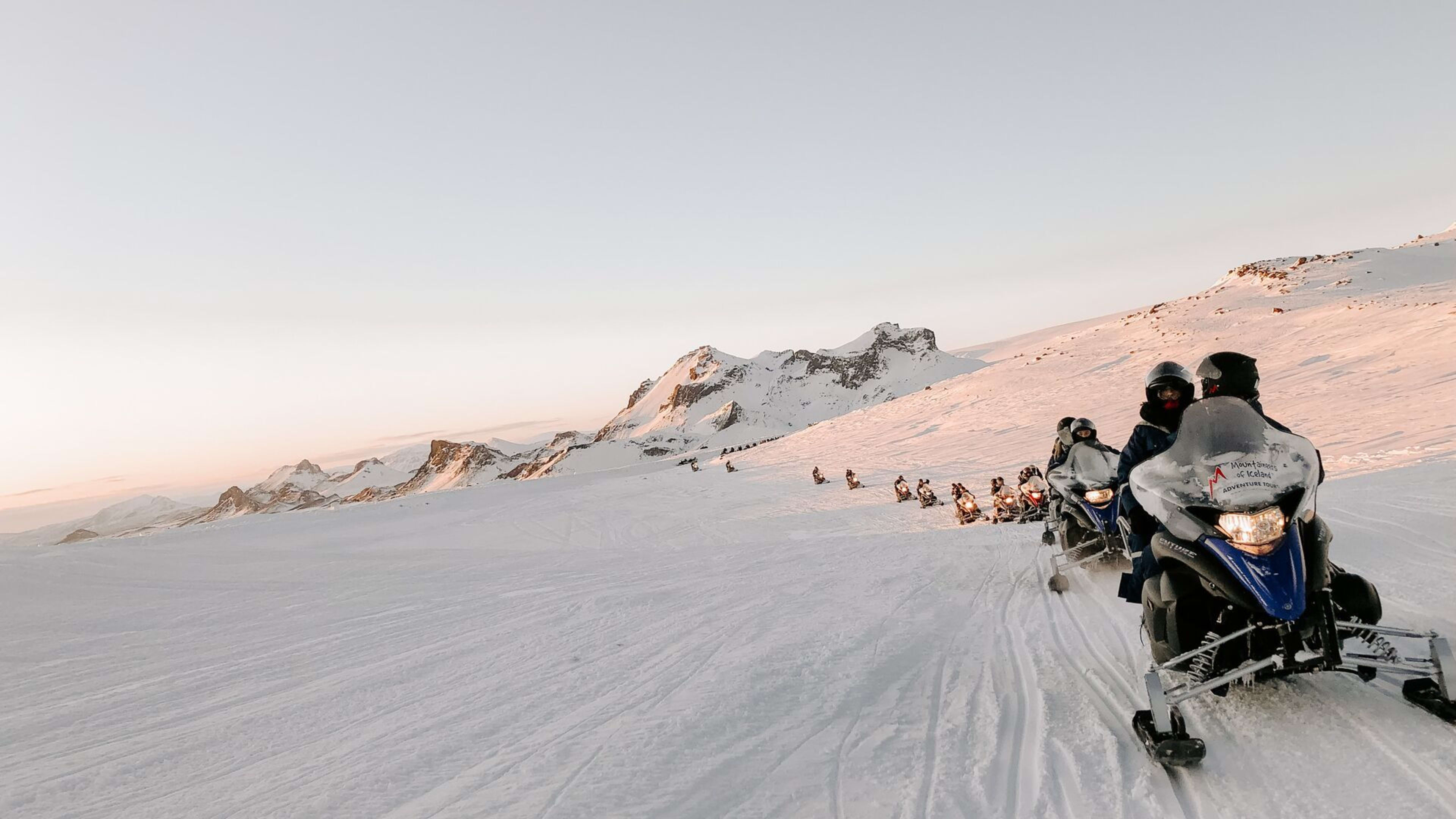 group snowmobiling in iceland
