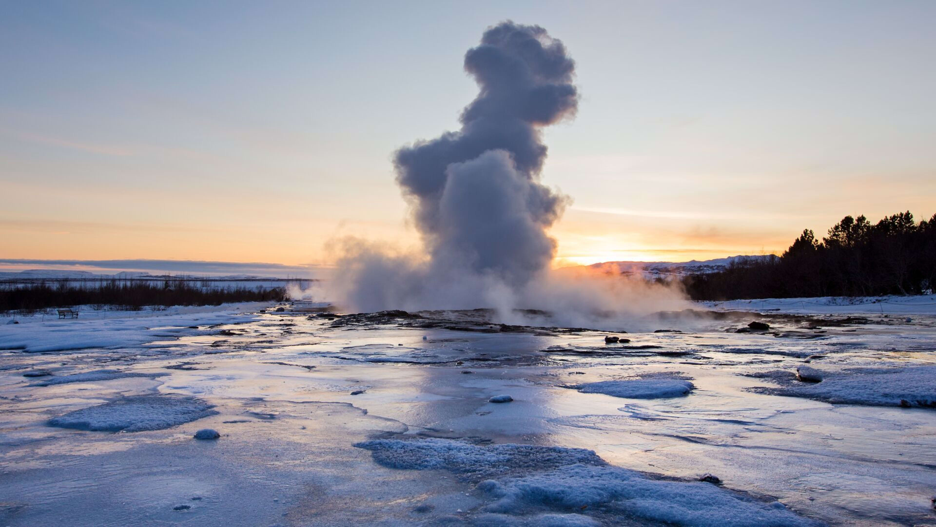 Strokkur geyser in winter