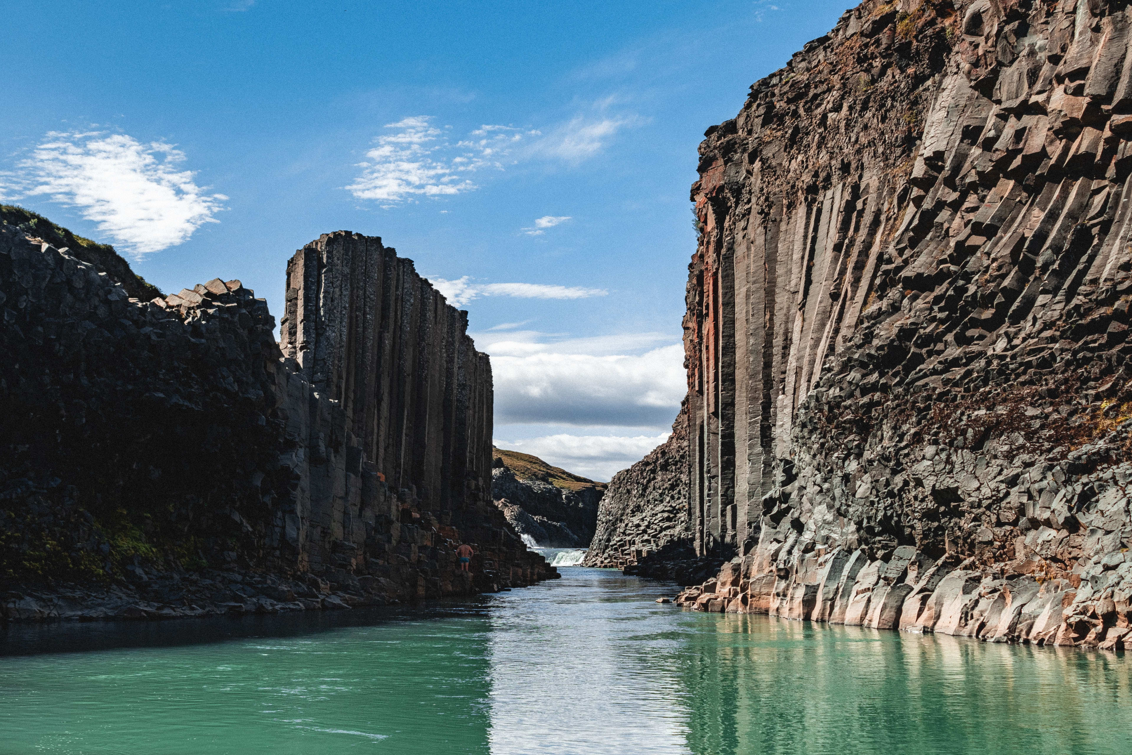 Studlagil canyon with basalt columns