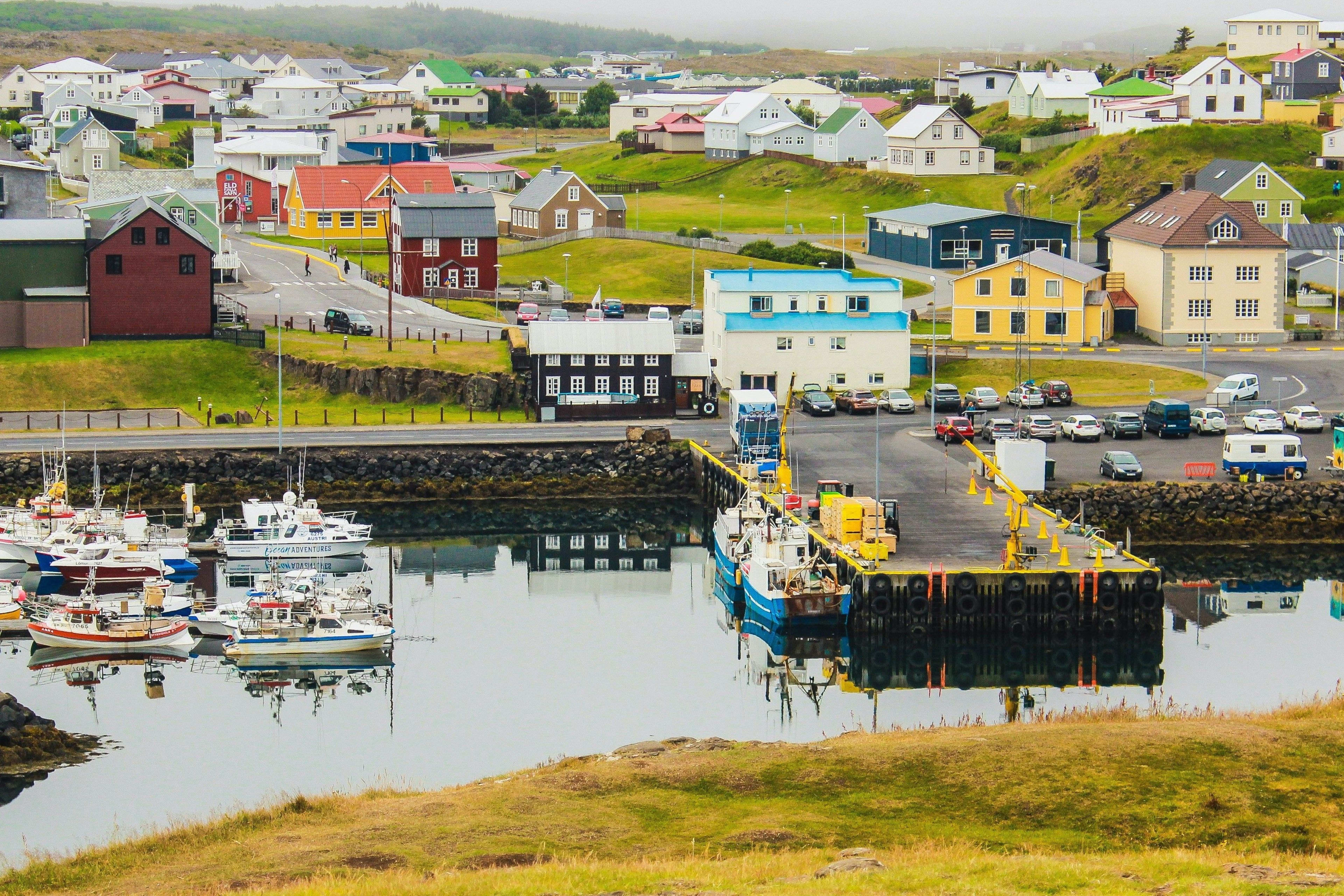 houses on Stykkisholmur and its harbour