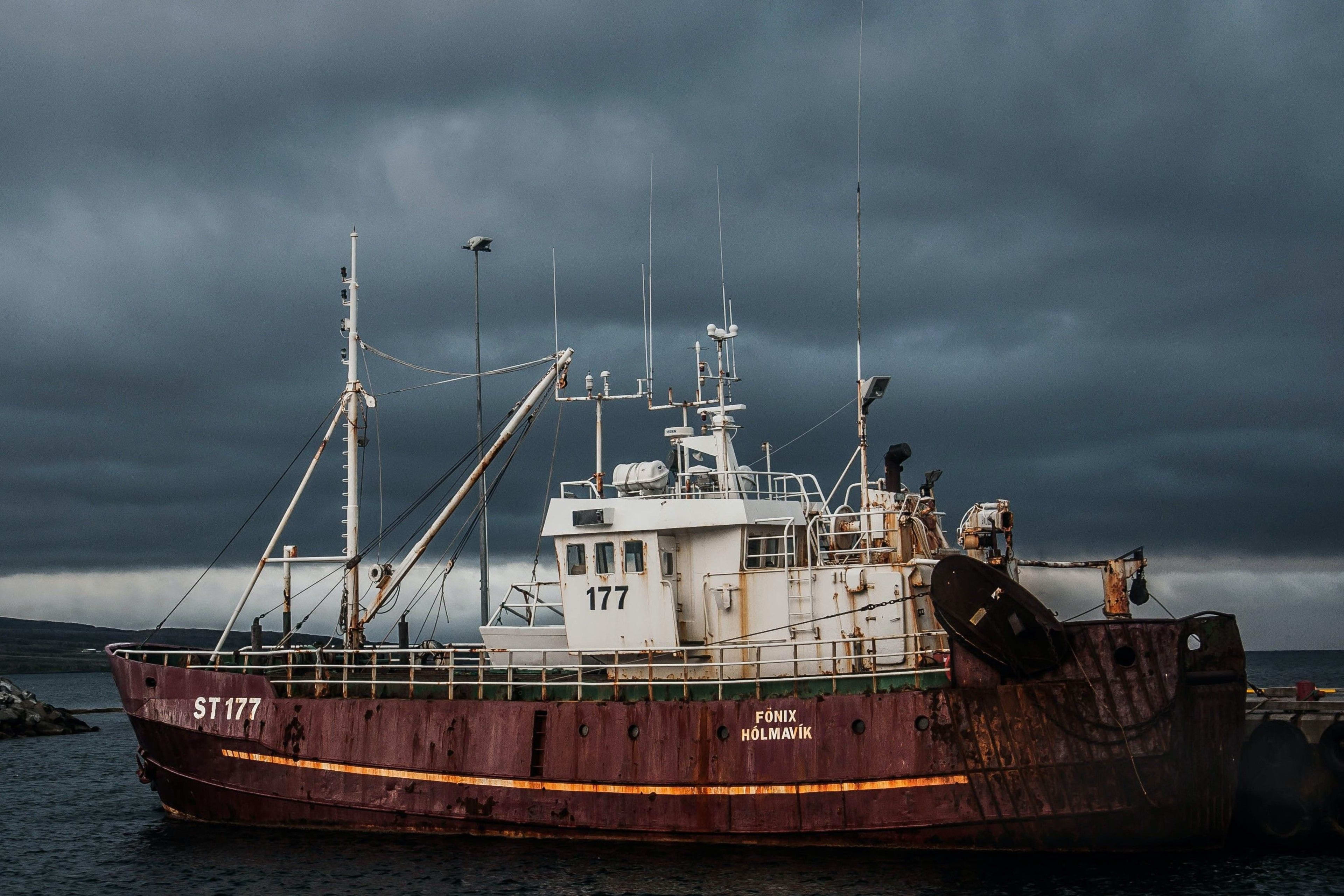 holmavik harbor in bad weather