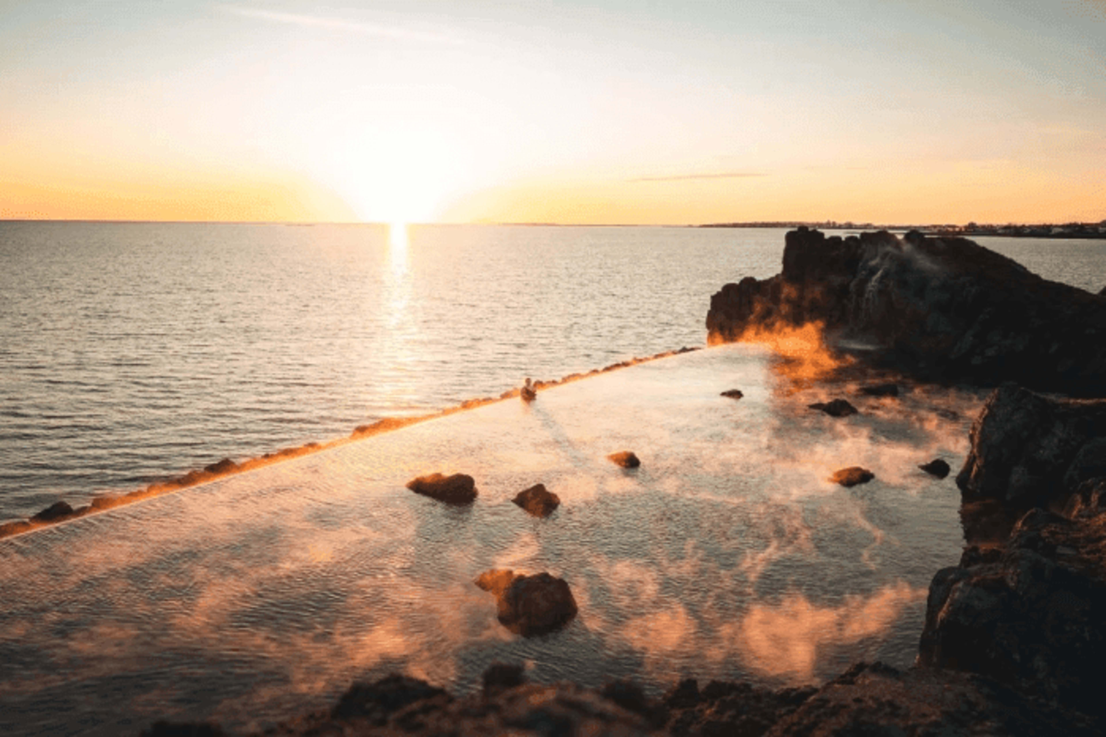 sky lagoon at sunset