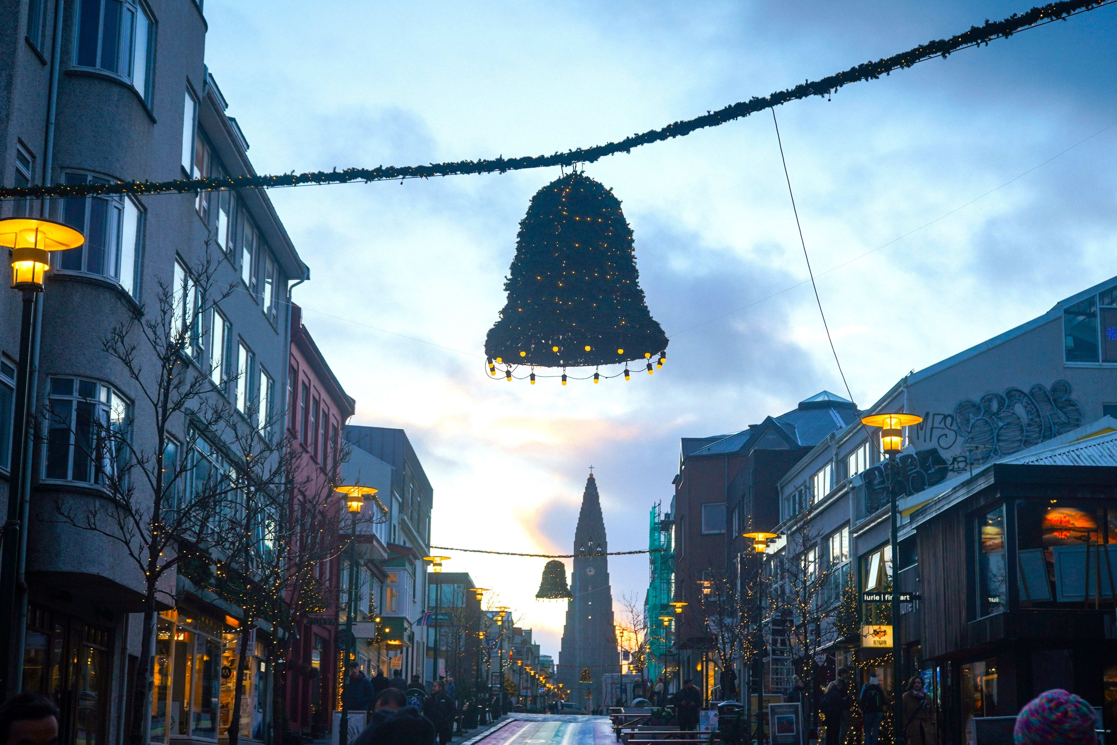 reykjavik street in christmas