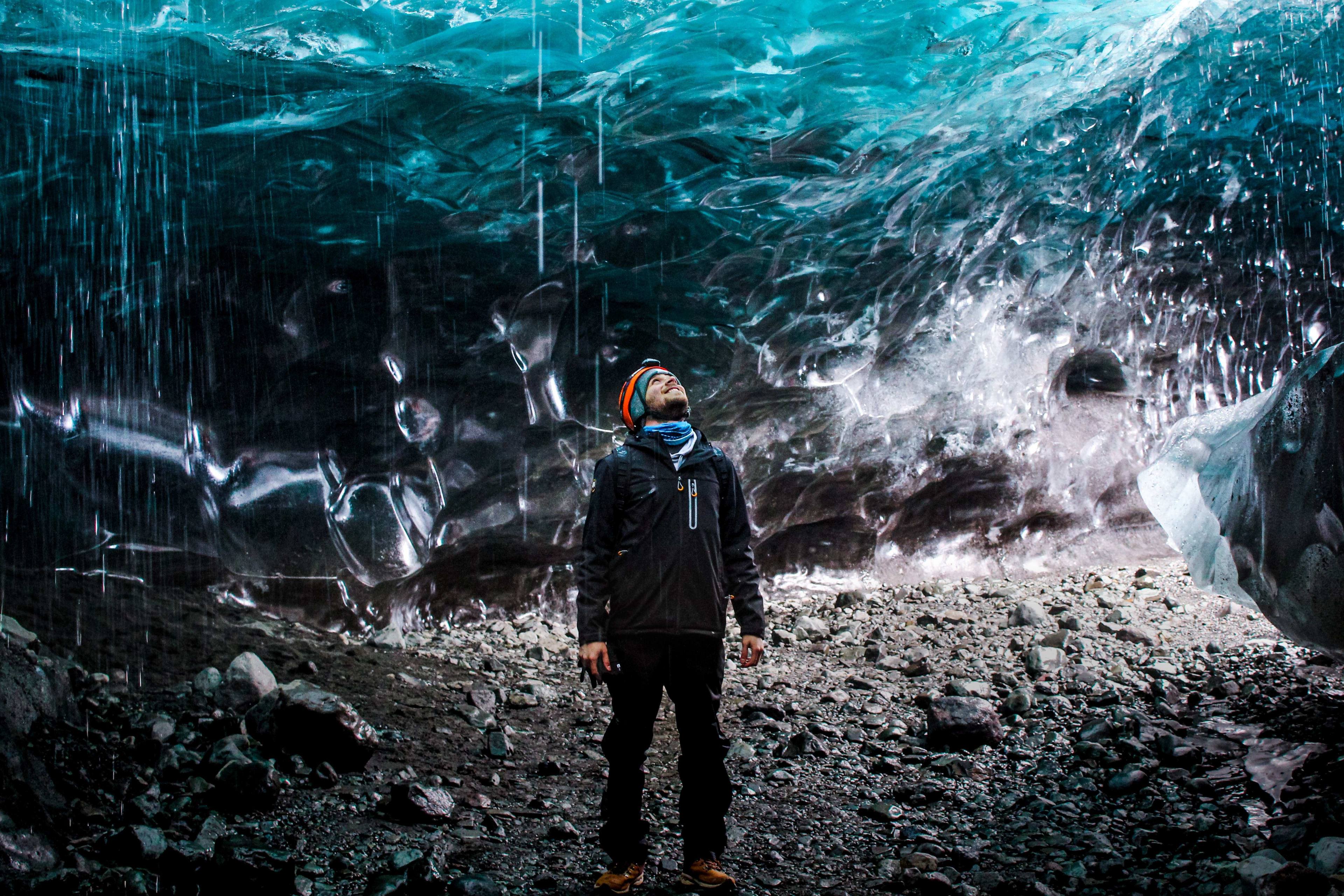 blue ice cave in south iceland