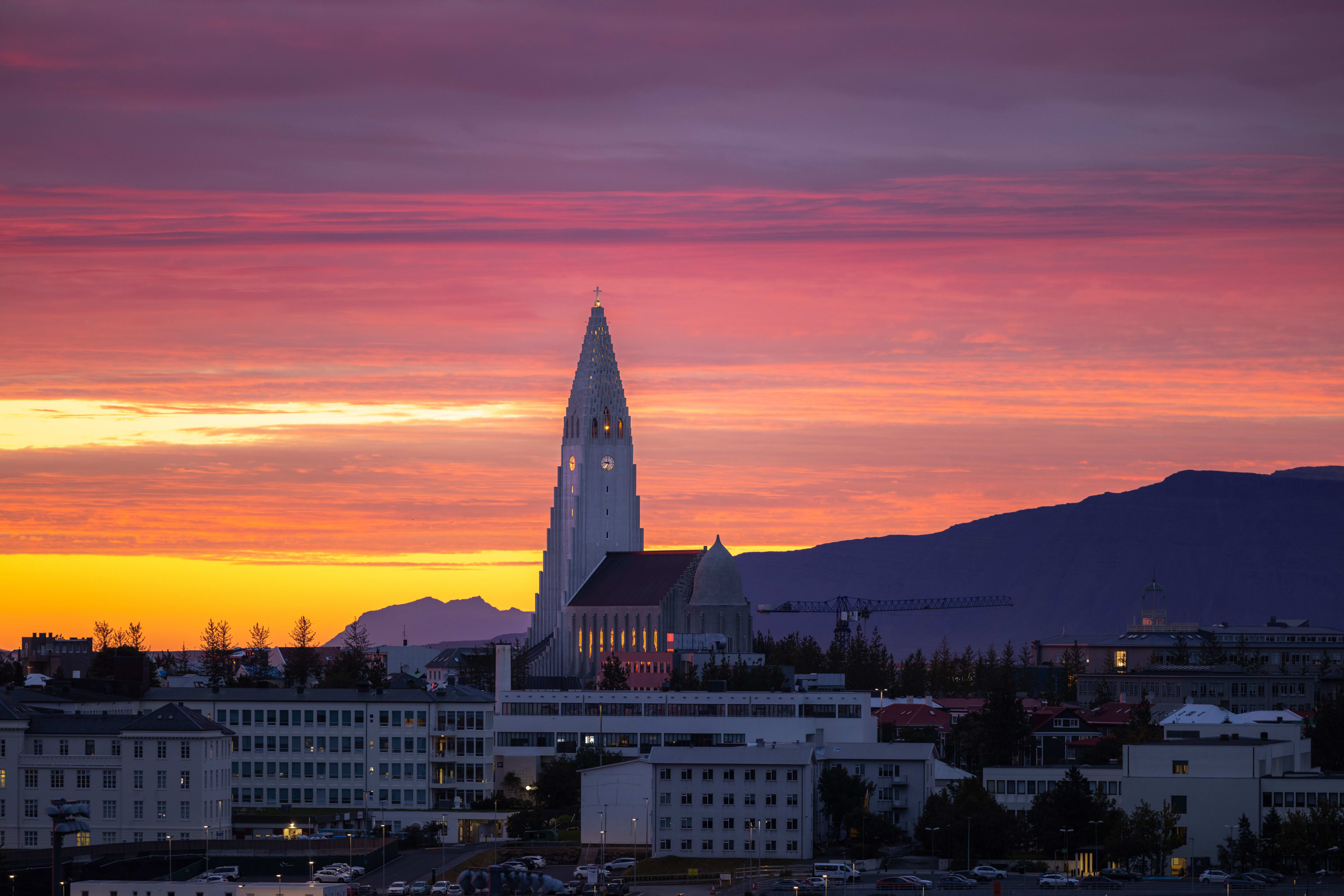 sunset in reykjavik