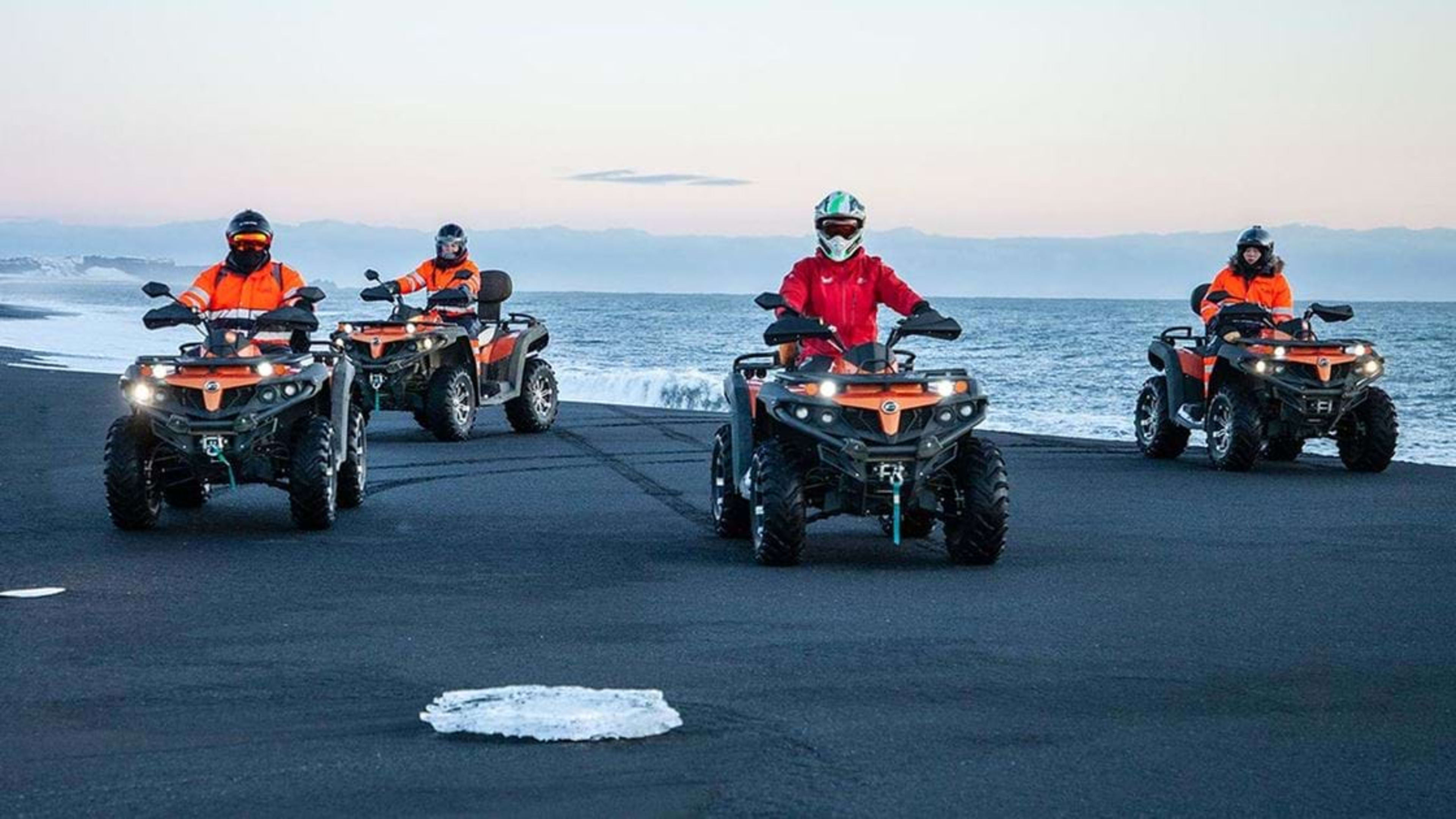 ATV tour on iceland black sand beach