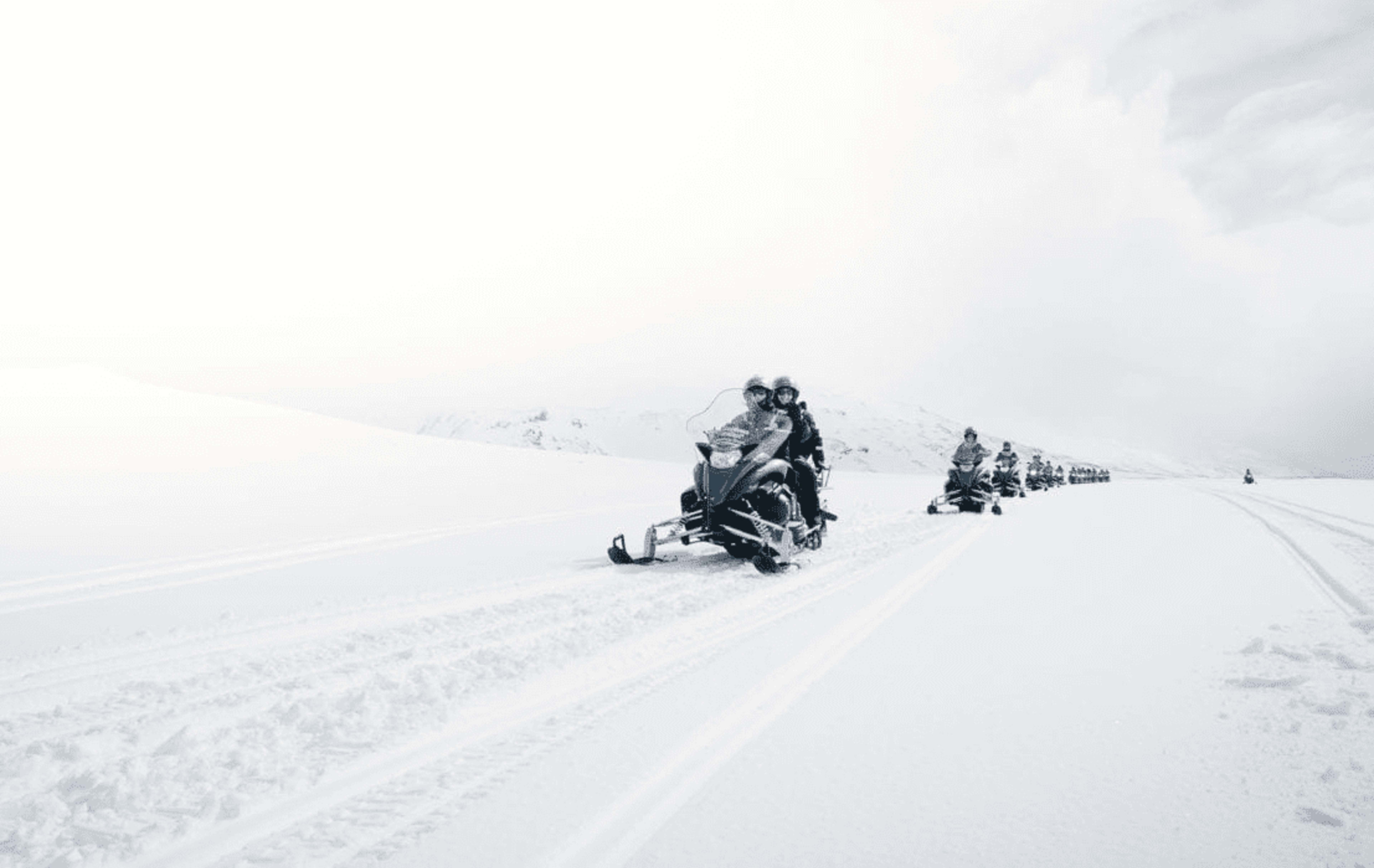 langjokull snowmobiling in pairs