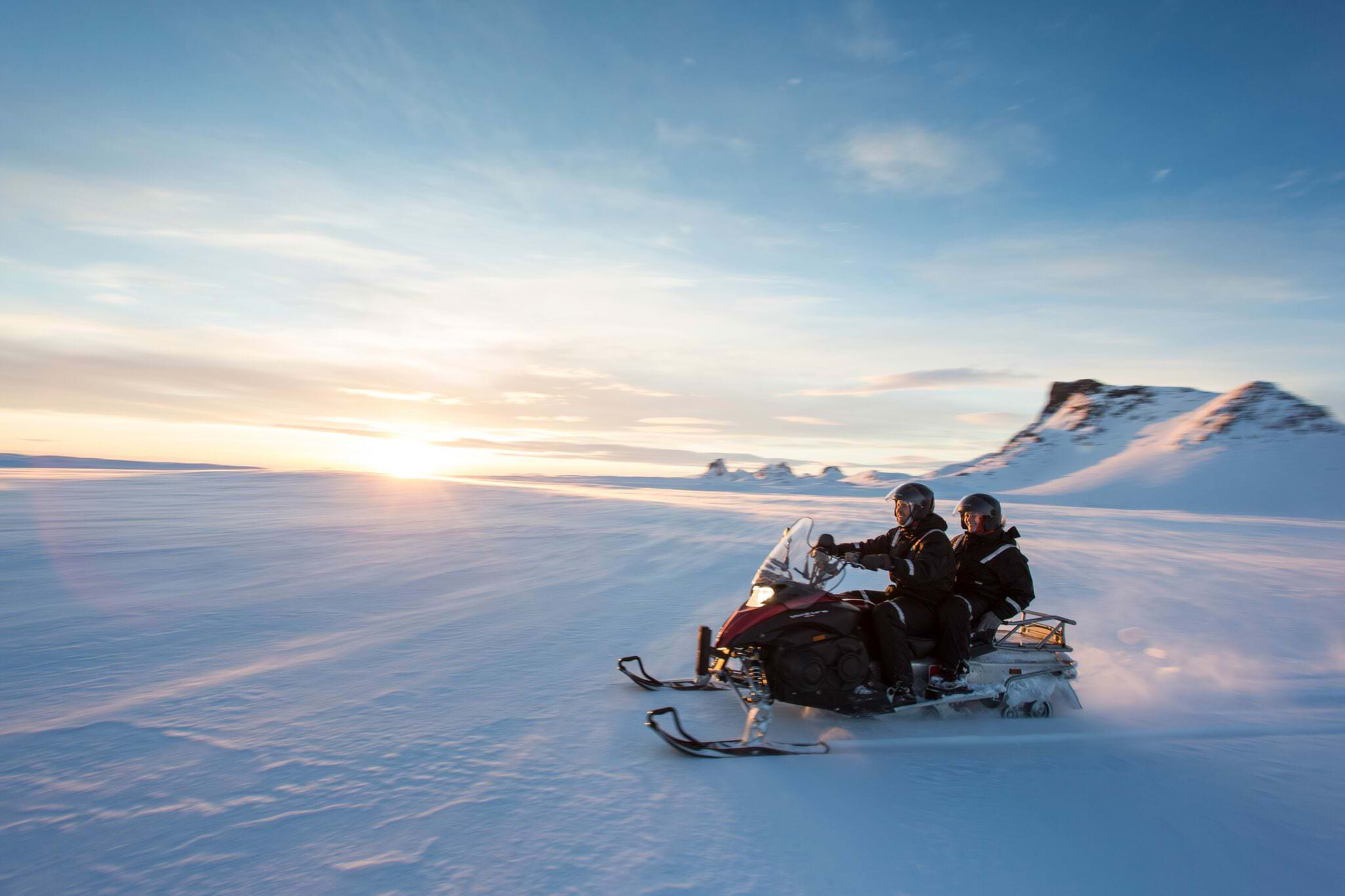 snowmobiling on the longest glacier of iceland