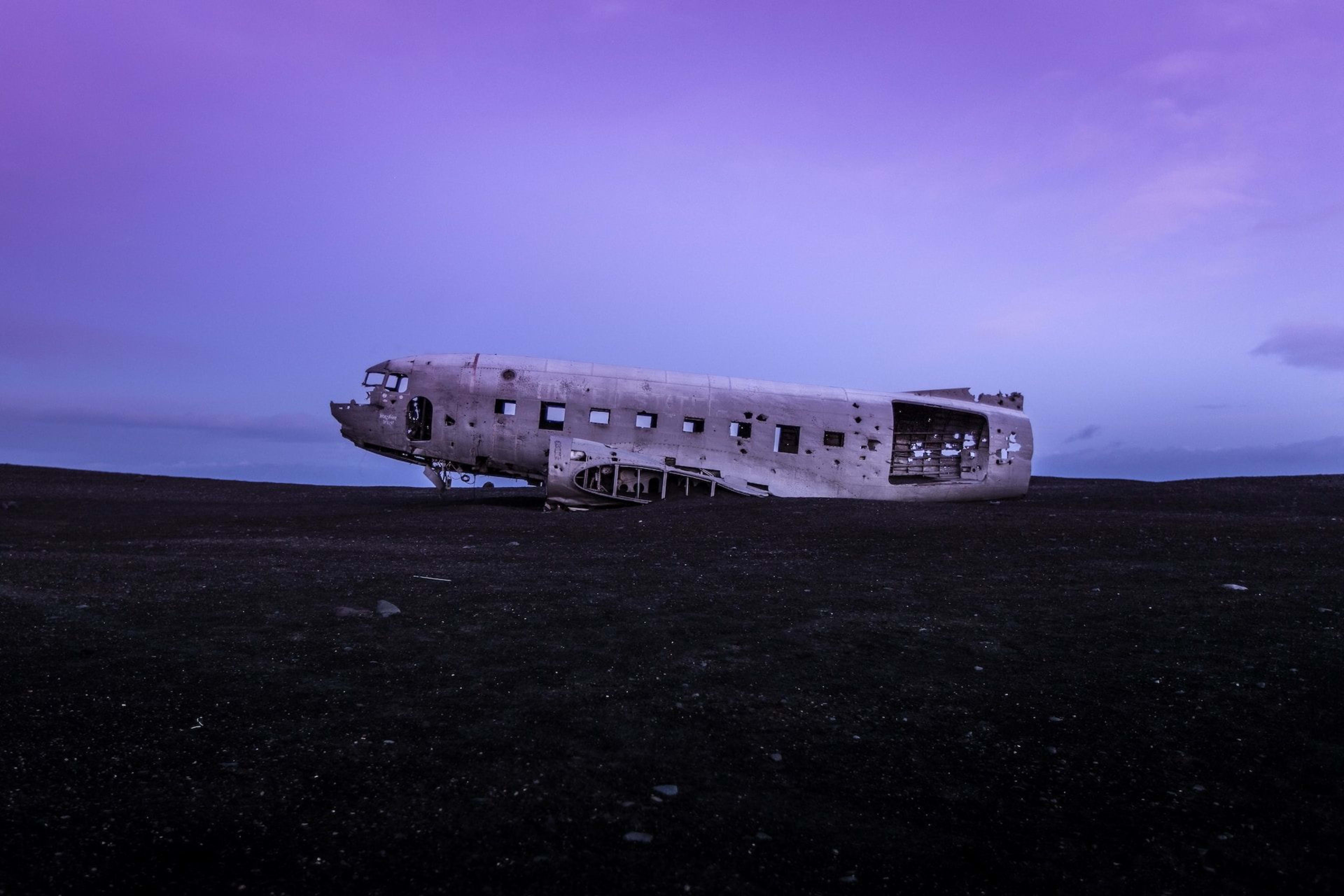 plane dc-3 wreck on the black beach