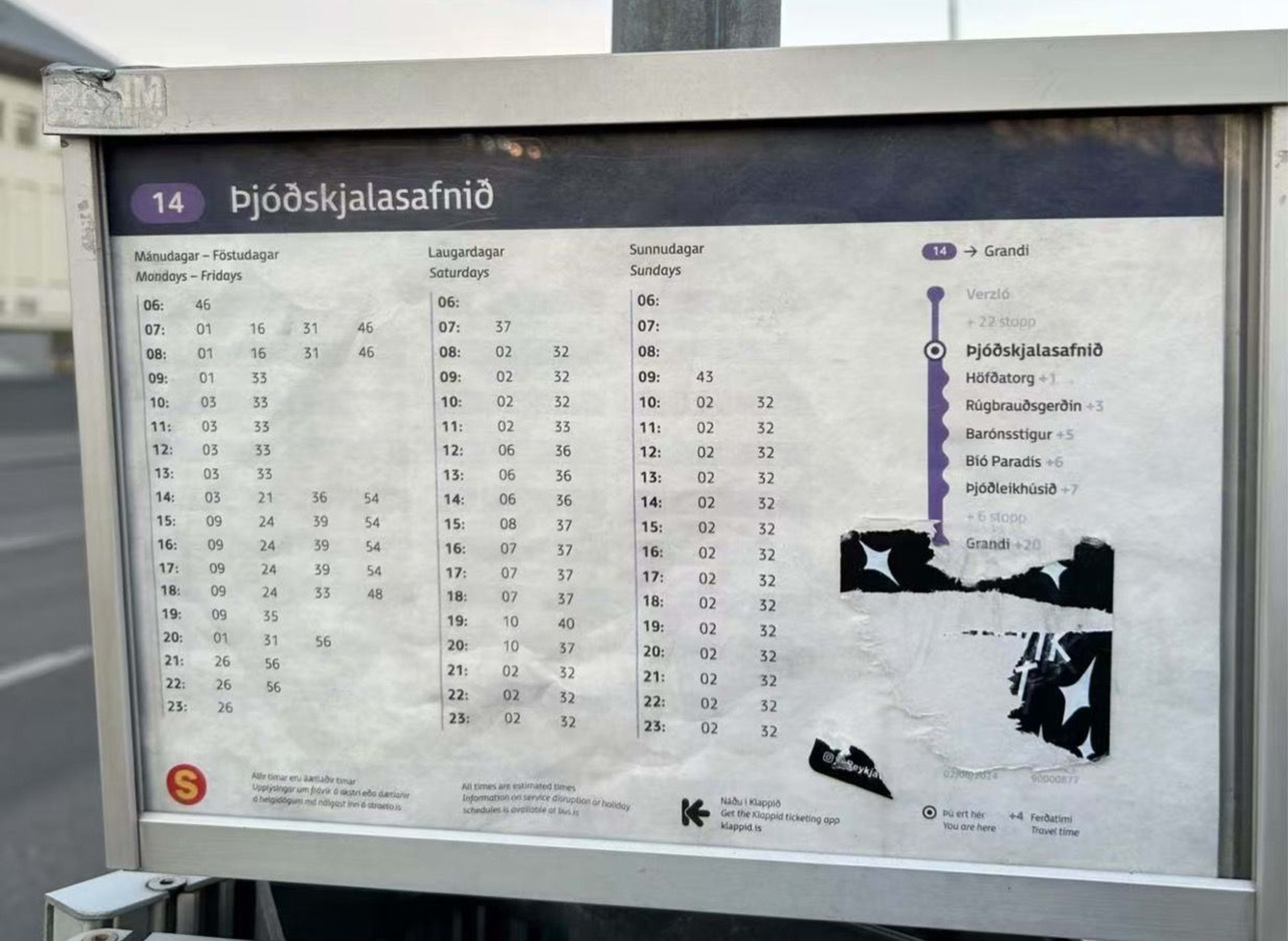 bus stop timetable